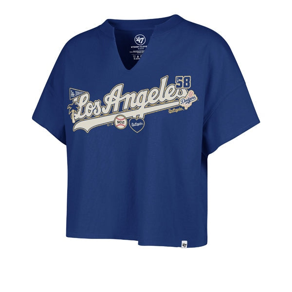 Stoney Clover Lane X '47 Los Angeles Dodgers Patch Wordmark Oversized Notch Neck Tee - Stoney Clover Lane