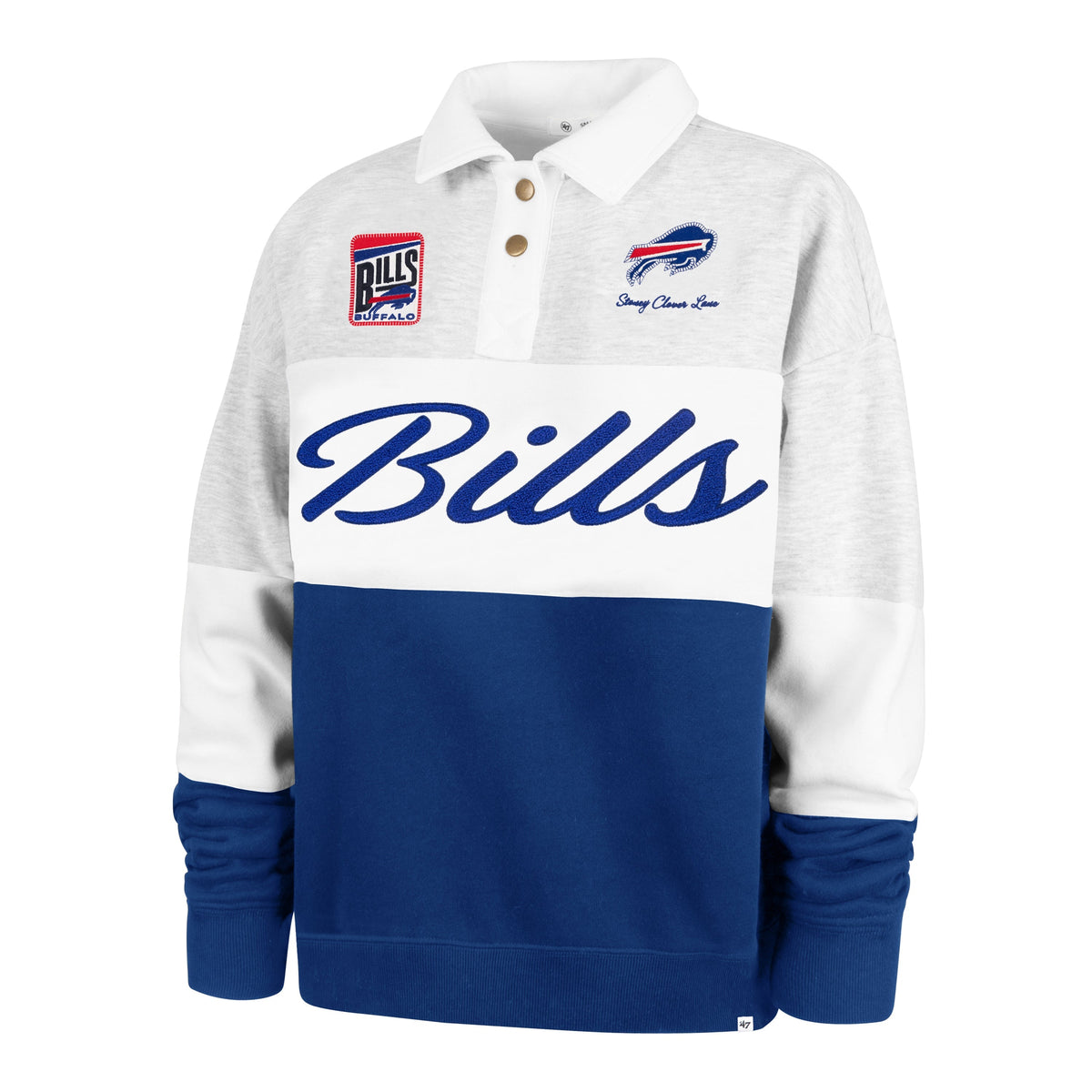 Stoney Clover Lane X '47 Buffalo Bills Paneled Rugby Sweatshirt