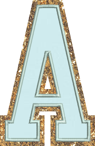 Jumbo Sky Glitter Varsity Letter Patch