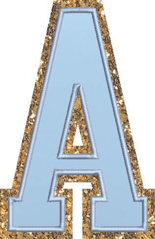 Jumbo Periwinkle Glitter Varsity Letter Patch