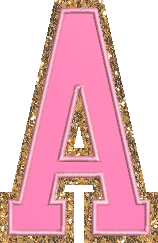 Jumbo Bubblegum Glitter Varsity Letter Patch