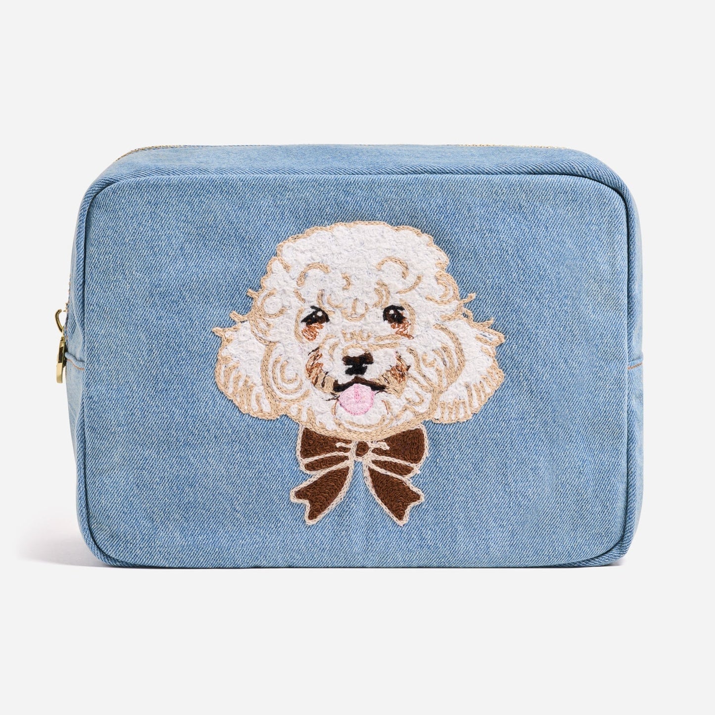 Custom Hand Embroidered Pet Denim Large Pouch