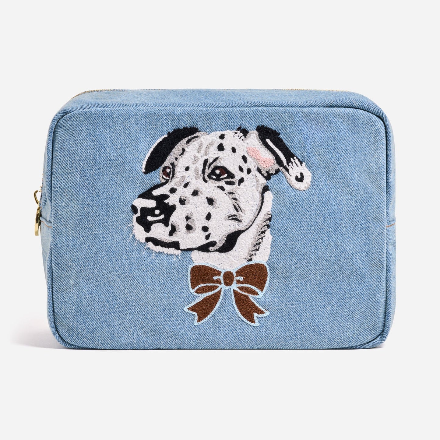 Custom Hand Embroidered Pet Denim Large Pouch