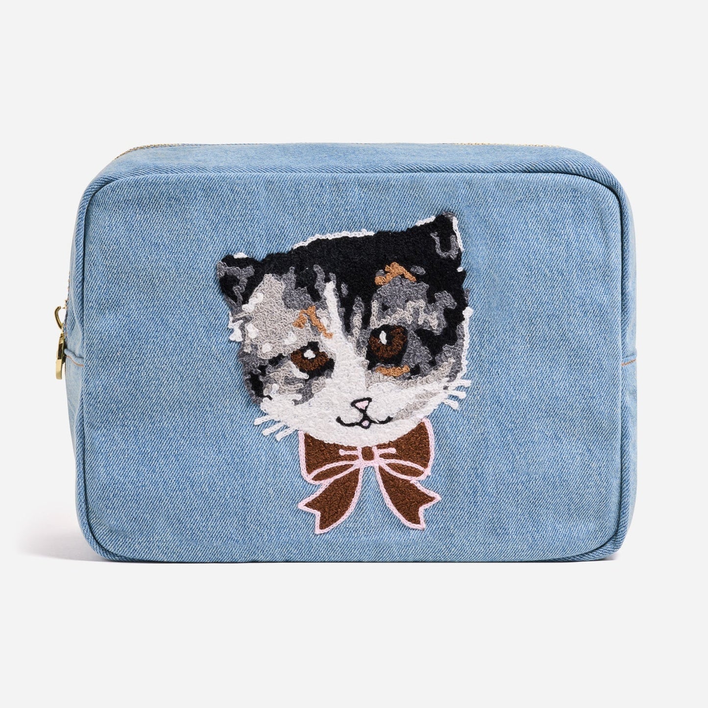 Custom Hand Embroidered Pet Denim Large Pouch