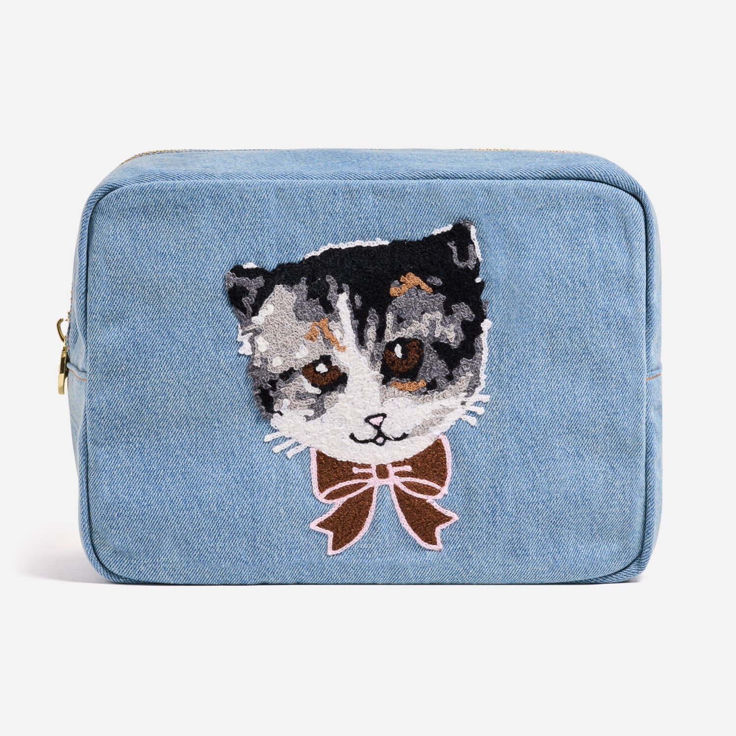 Custom Hand Embroidered Pet Denim Large Pouch