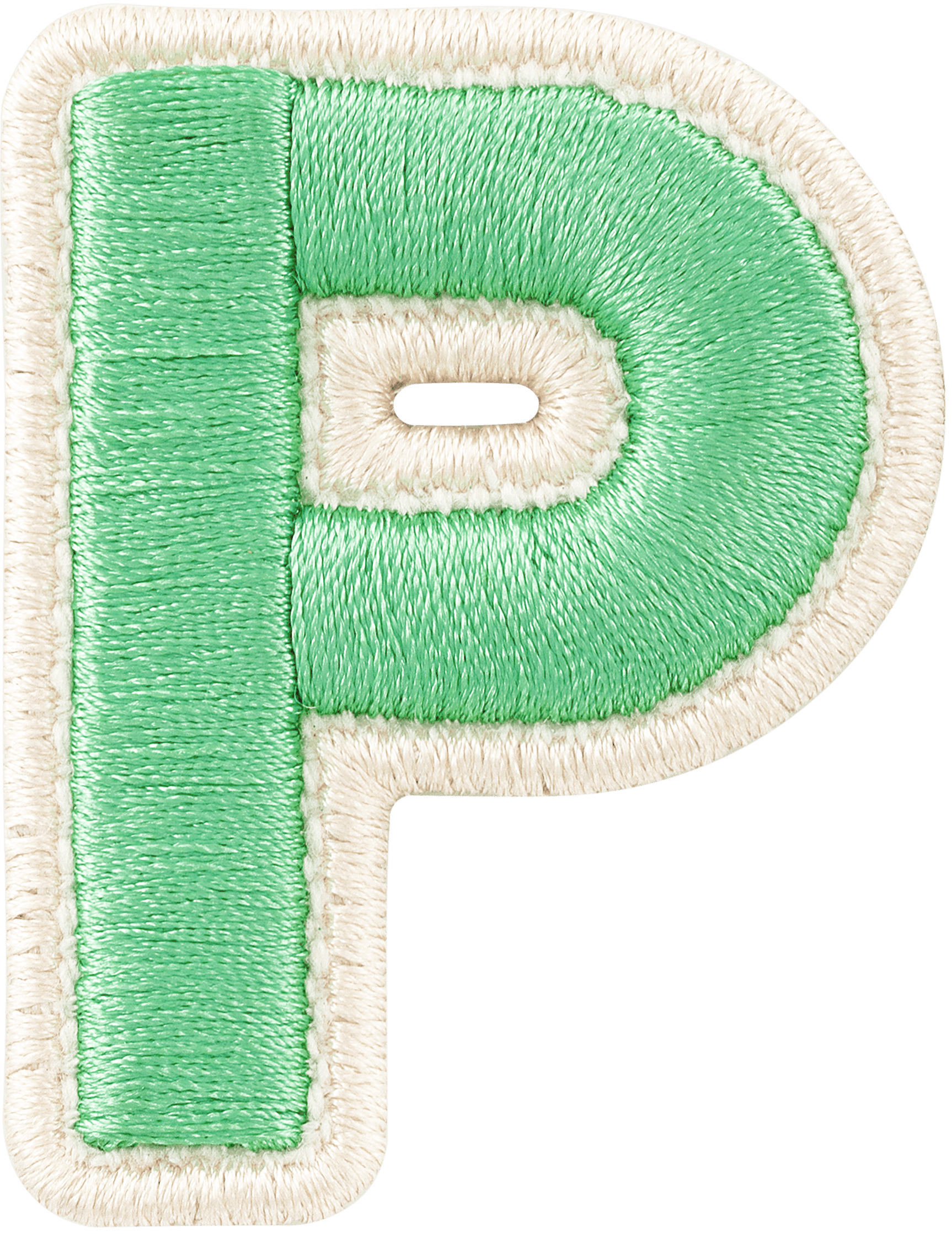 Avocado Rolled Embroidery Letter Patch