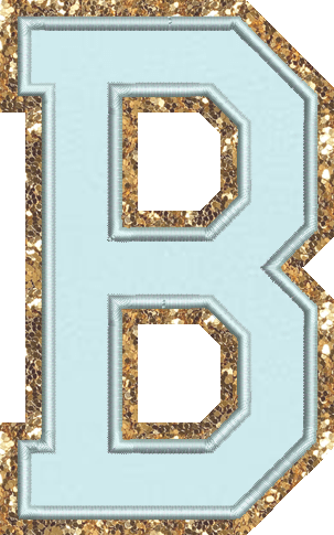 Jumbo Sky Glitter Varsity Letter Patch