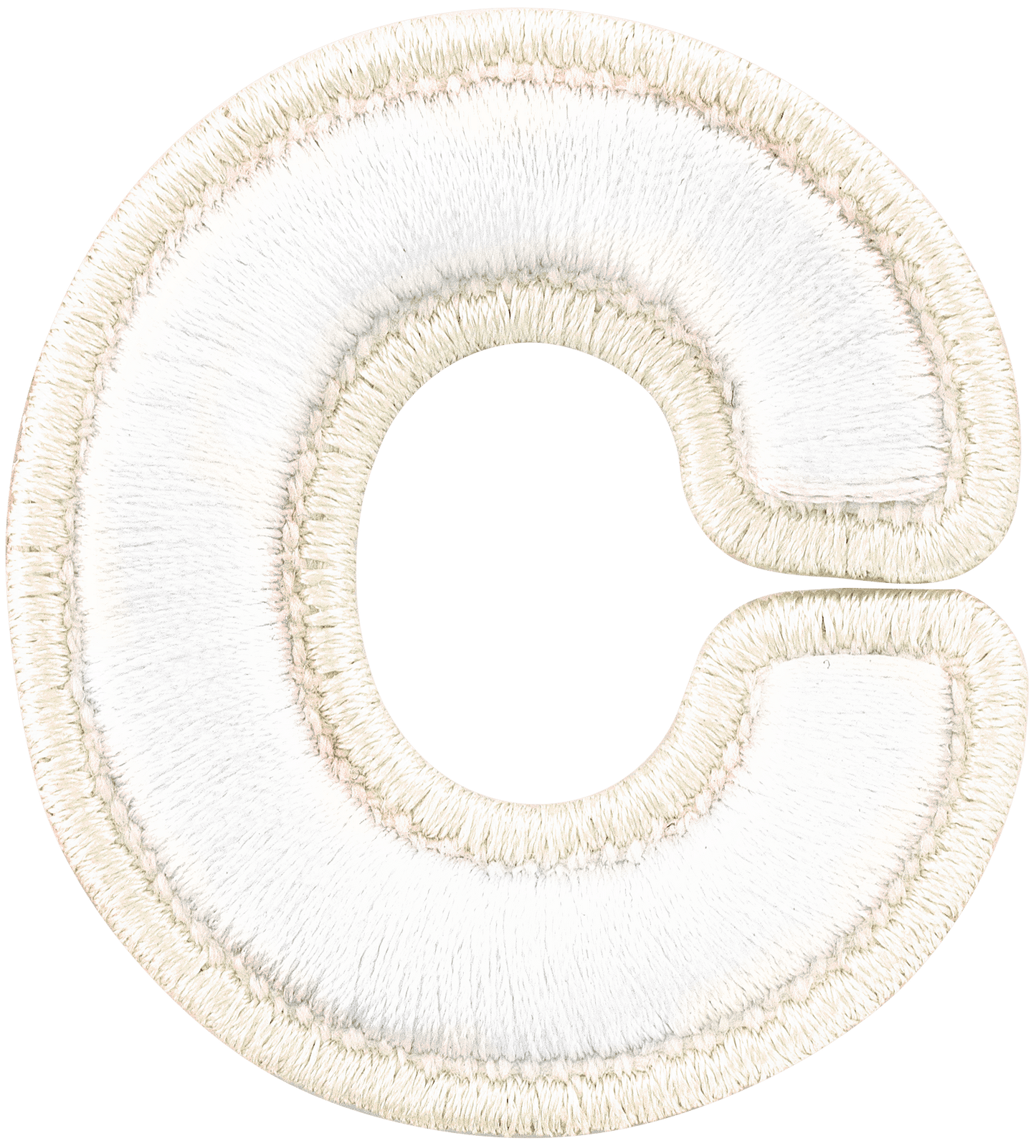 Blanc Rolled Embroidery Letter Patch