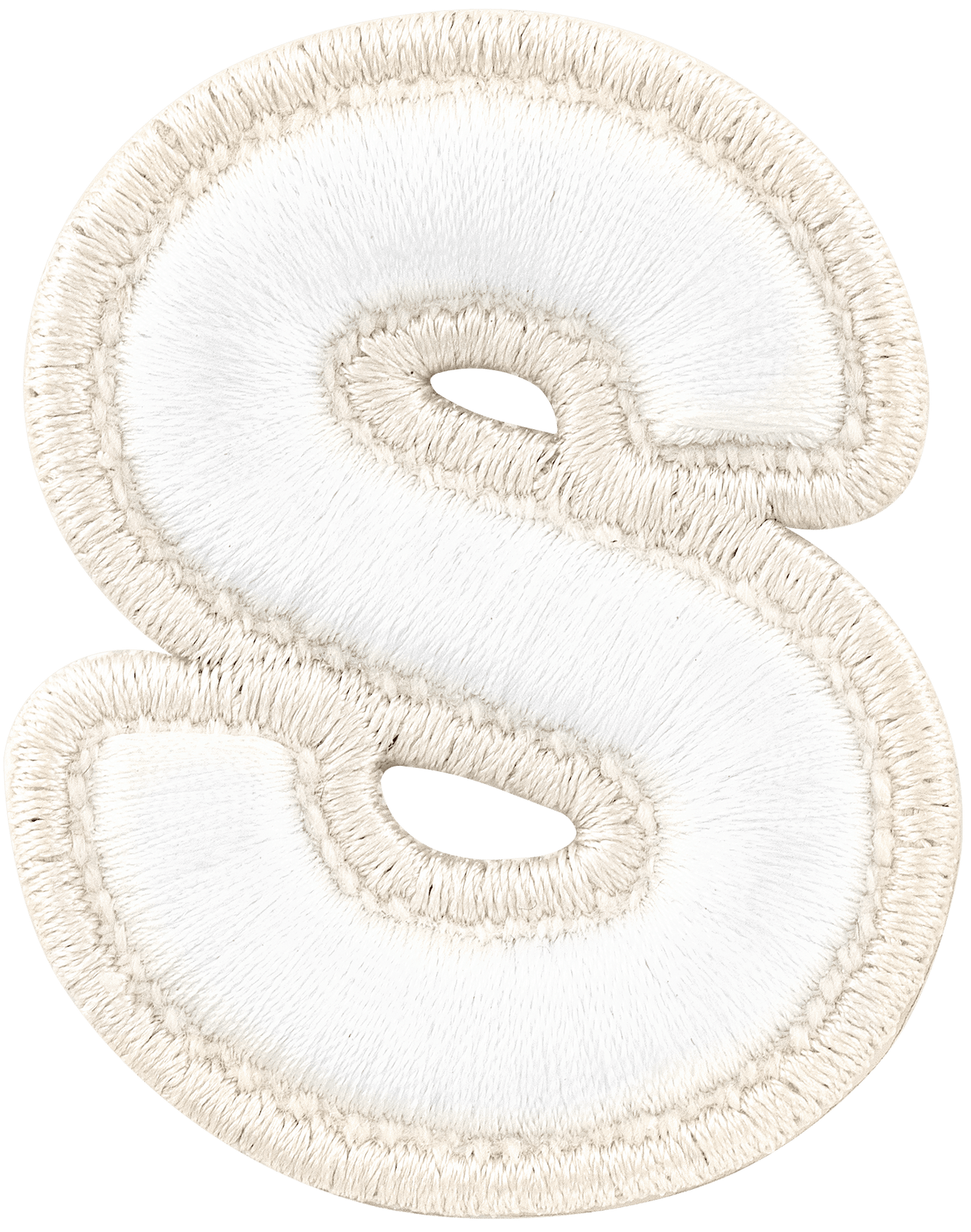 Blanc Rolled Embroidery Letter Patch