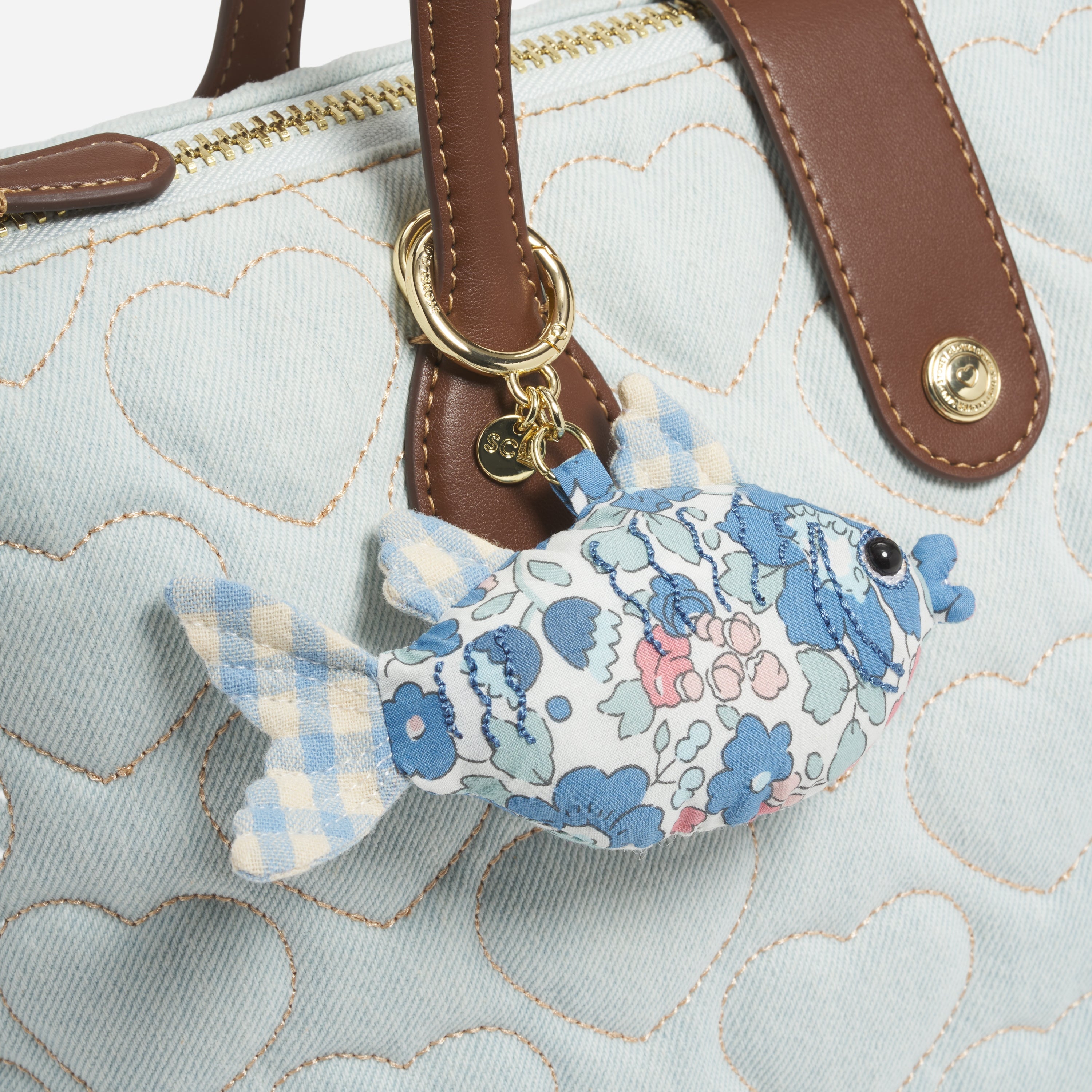 Puffy Fish Bag Charm Made with Liberty Fabric - Stoney Clover Lane