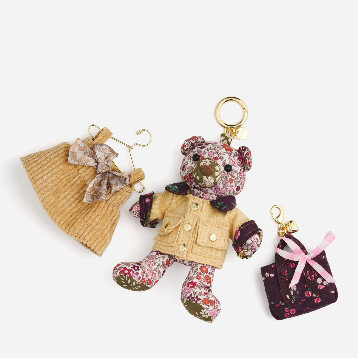Bear Bag Charm Made with Liberty Fabric