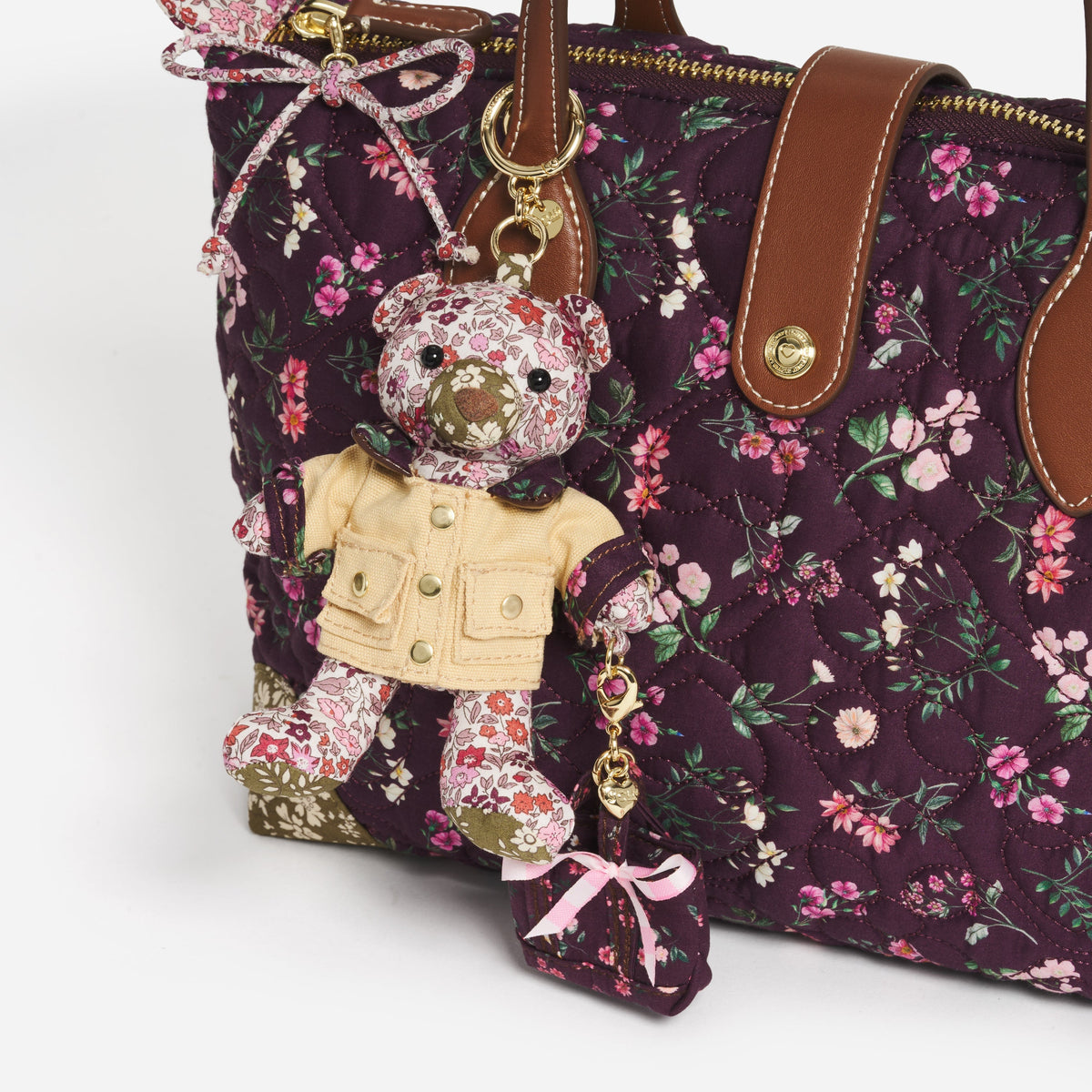 Bear Bag Charm Made with Liberty Fabric