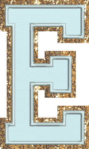 Jumbo Sky Glitter Varsity Letter Patch