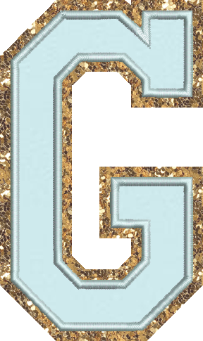 Jumbo Sky Glitter Varsity Letter Patch
