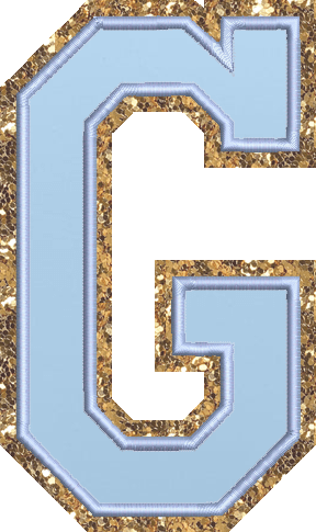 Jumbo Periwinkle Glitter Varsity Letter Patch