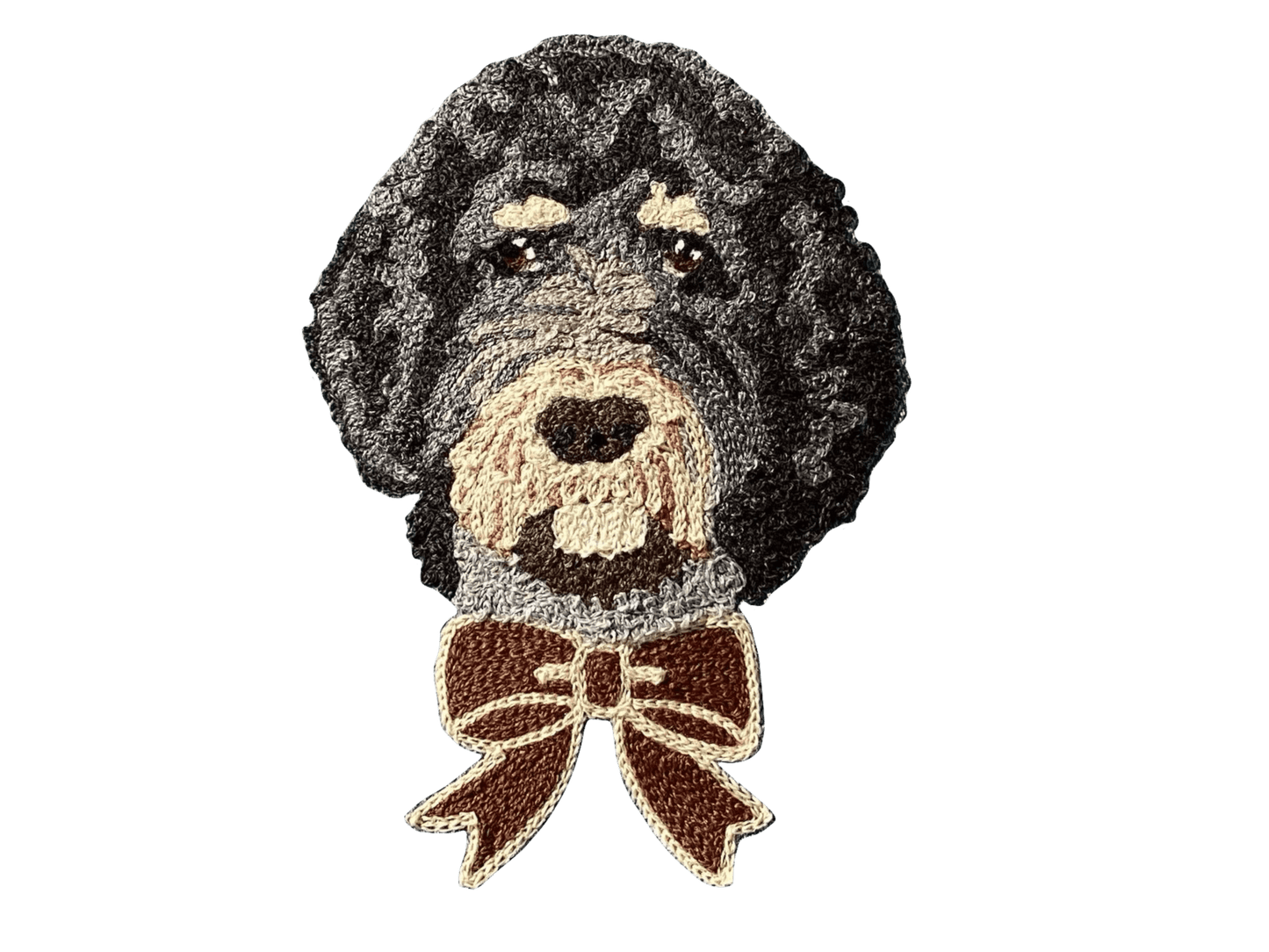 Custom Hand Embroidered Pet Face Large Quilted Pouch Made with Liberty Fabric