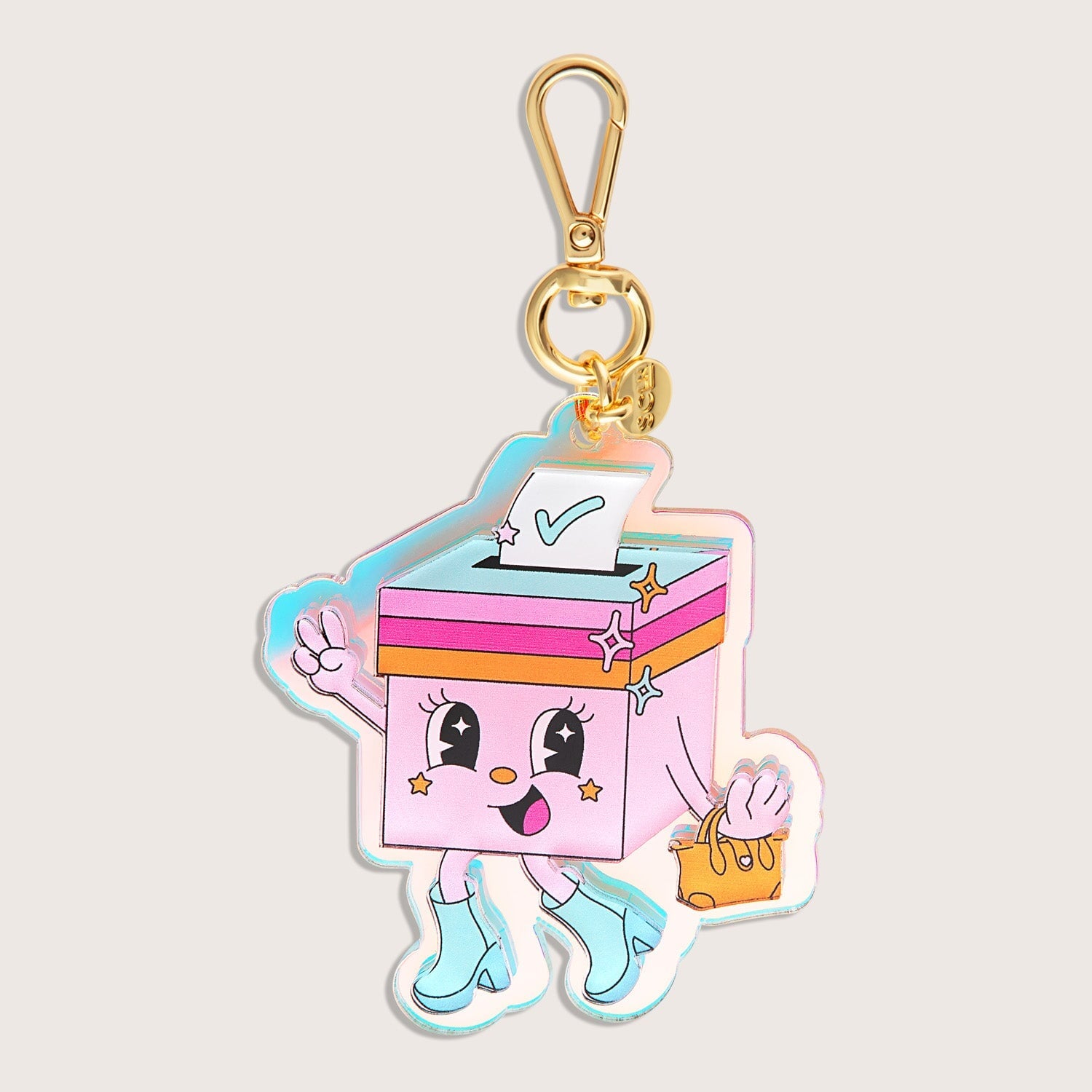 Pink Ballot Box Bag Charm