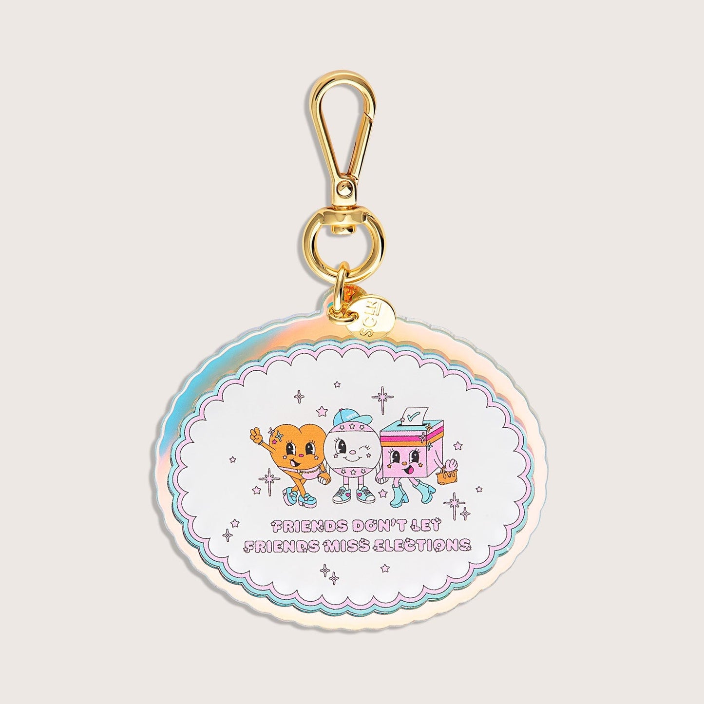 White Friends Don't Let Friends Miss Elections Bag Charm