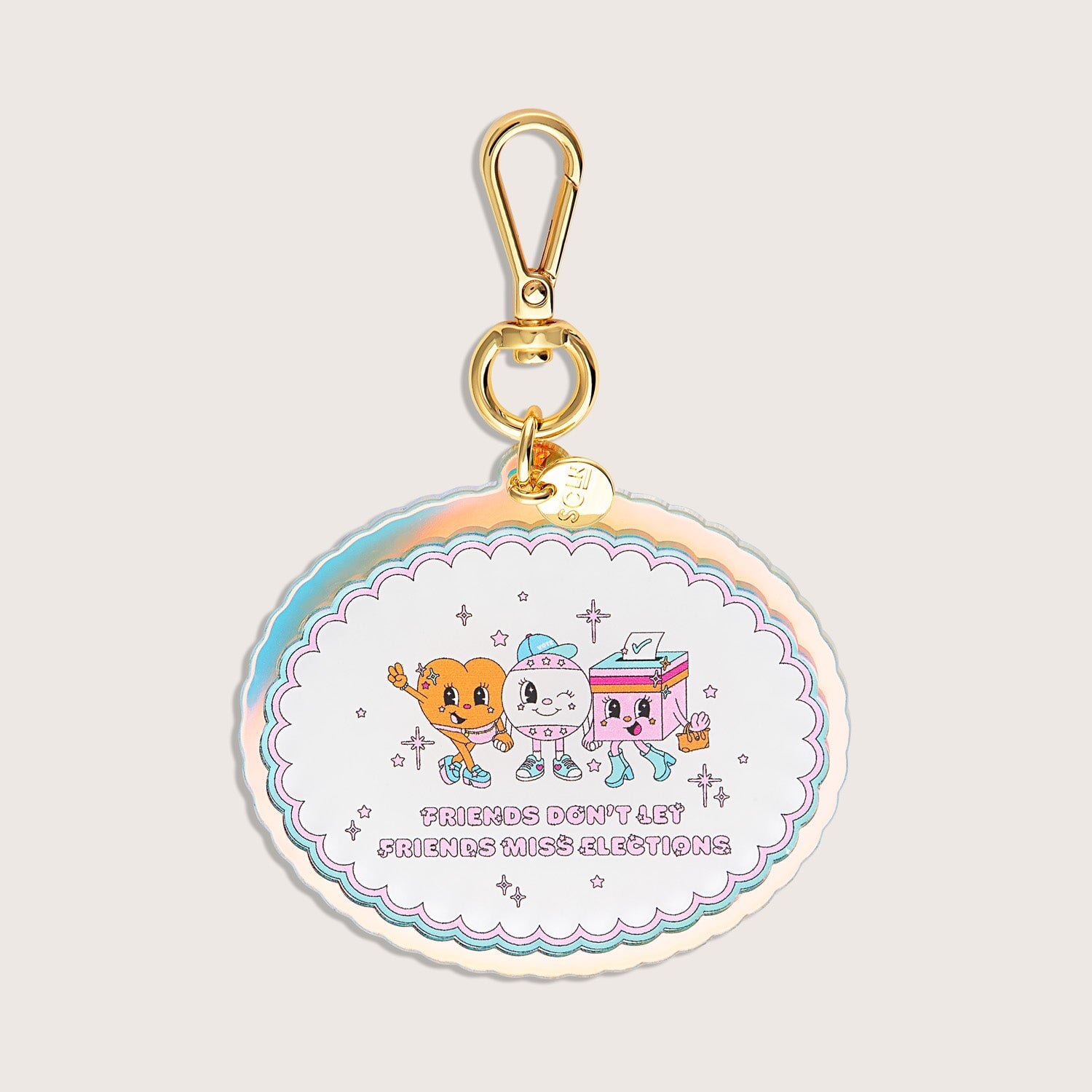 White Friends Don't Let Friends Miss Elections Bag Charm