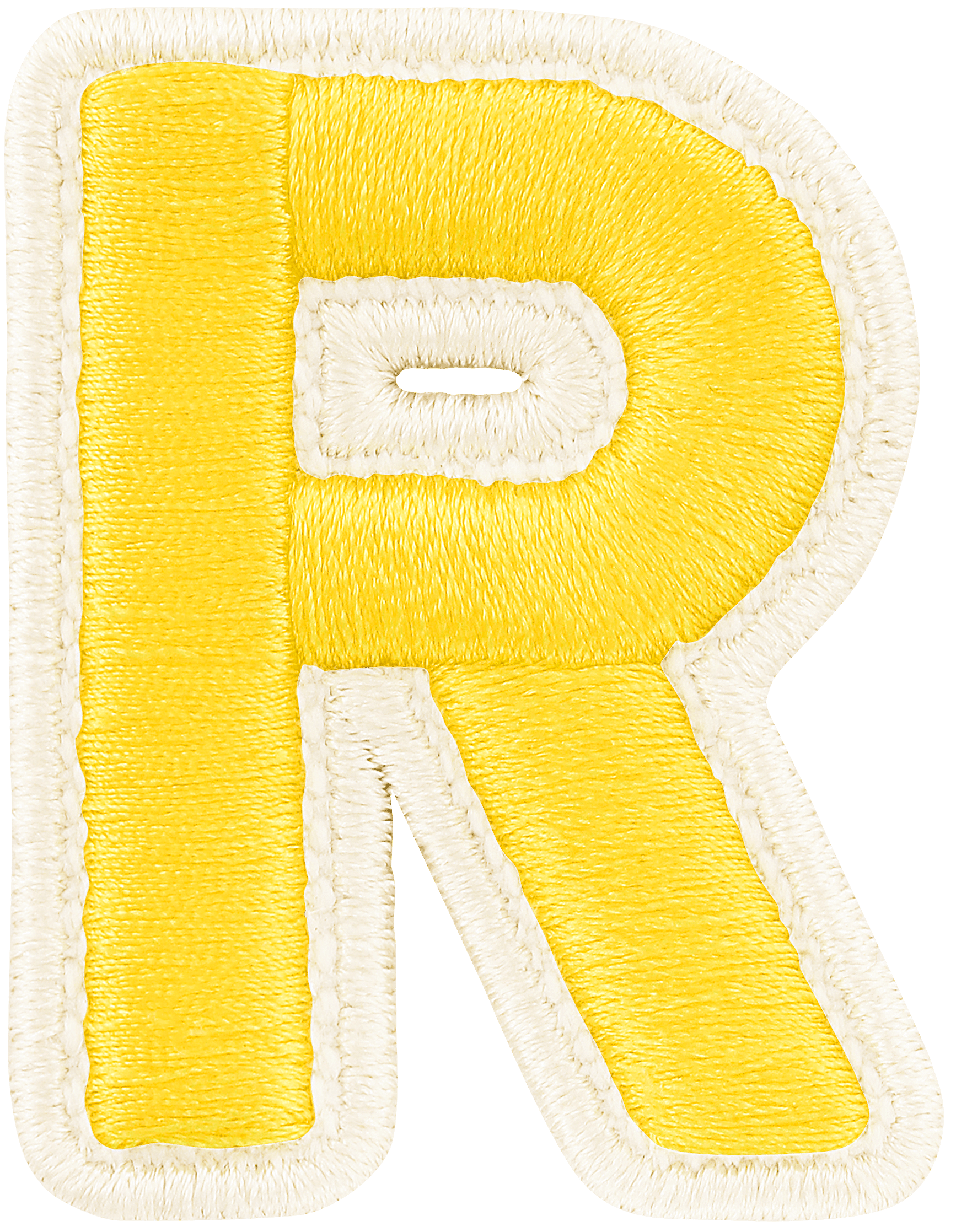 Lemon Rolled Embroidery Letter Patch