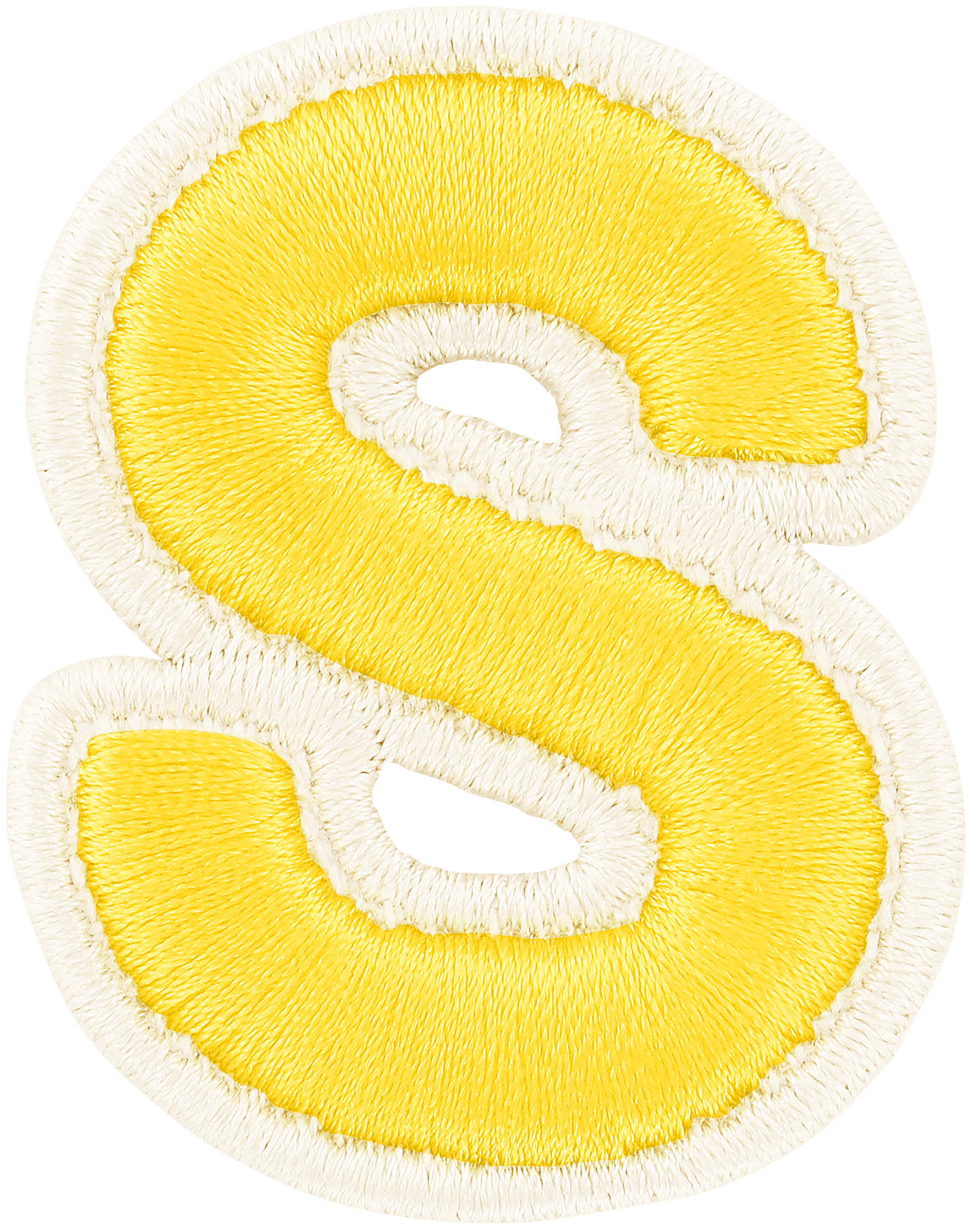Lemon Rolled Embroidery Letter Patch