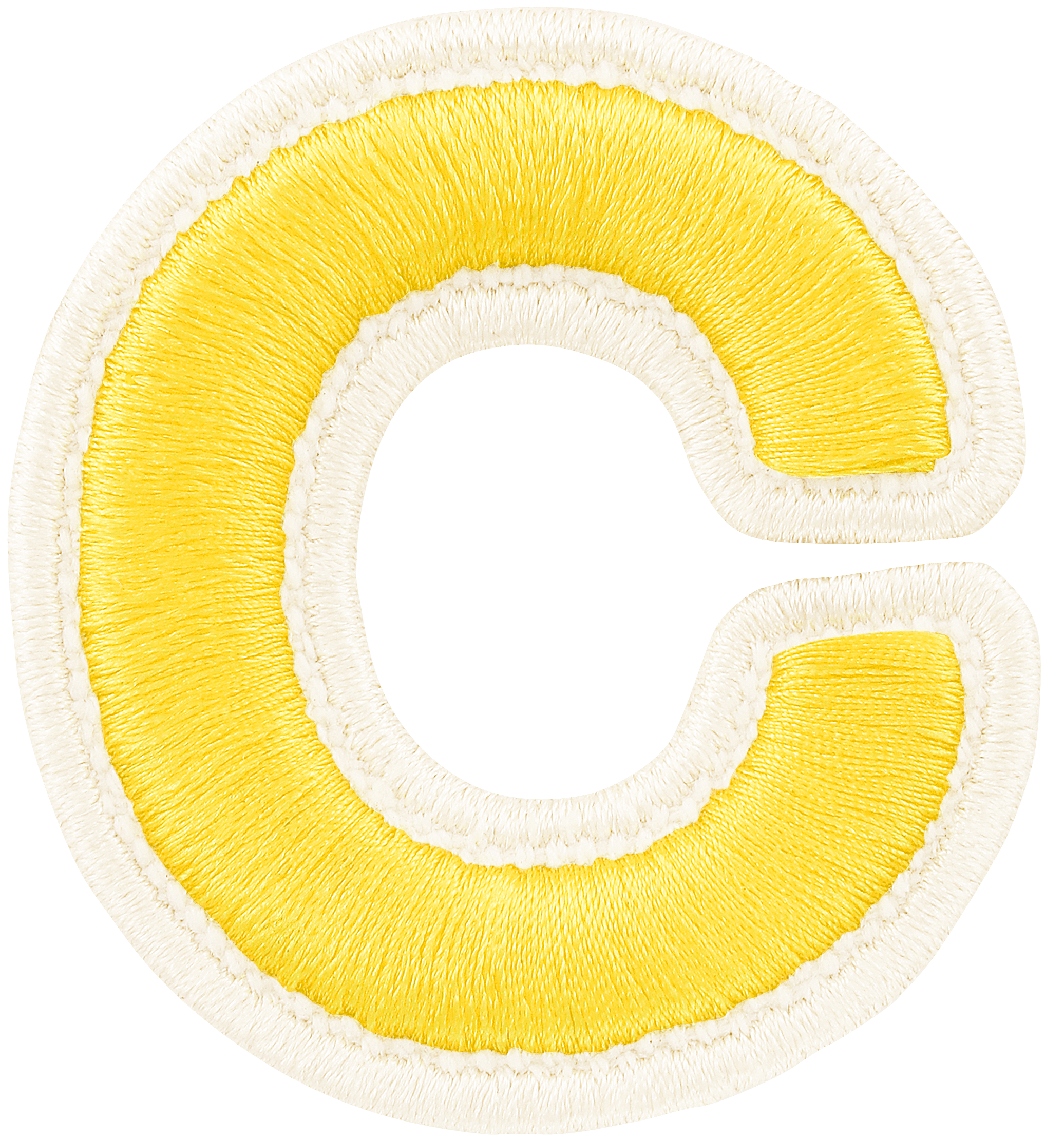 Lemon Rolled Embroidery Letter Patch
