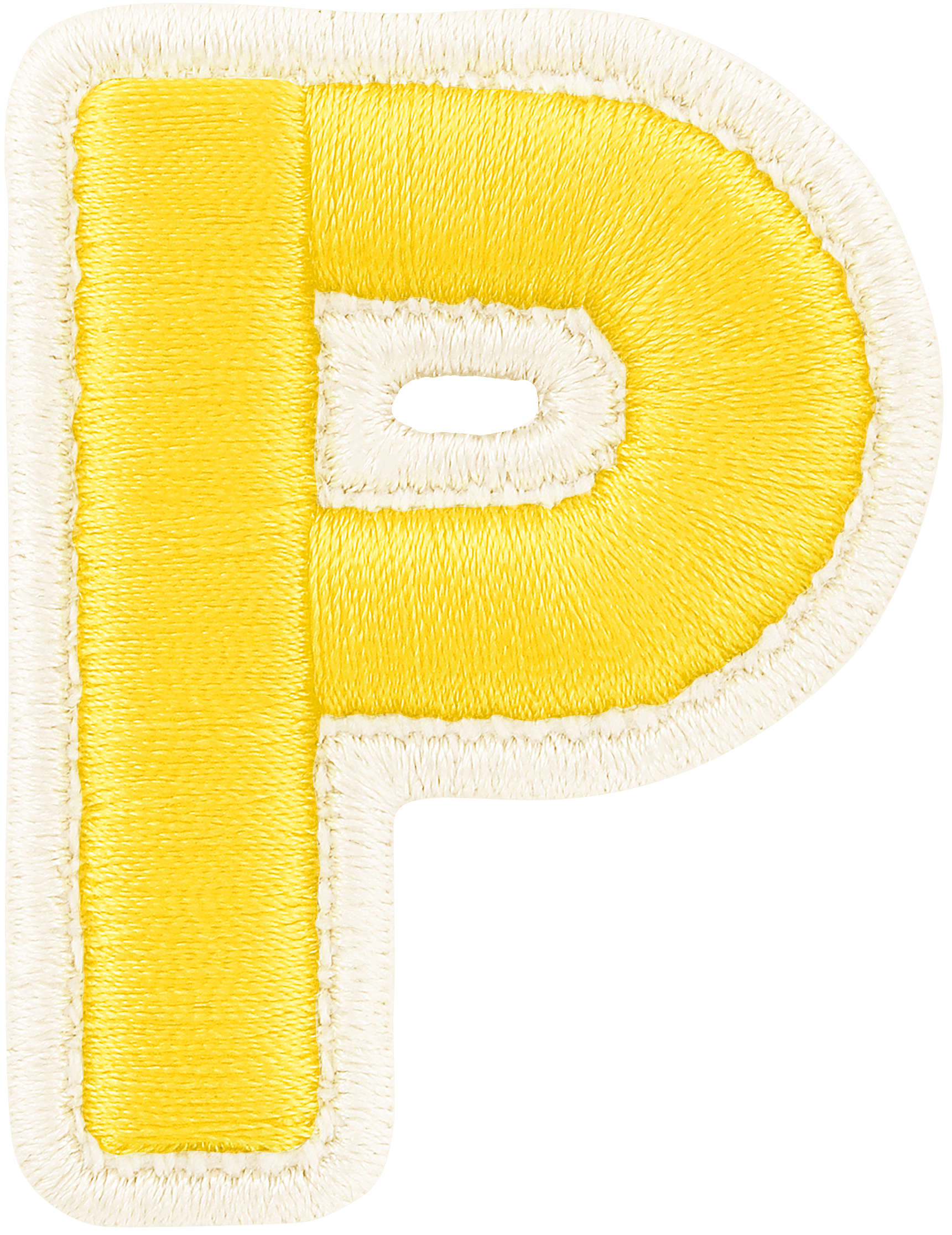 Lemon Rolled Embroidery Letter Patch