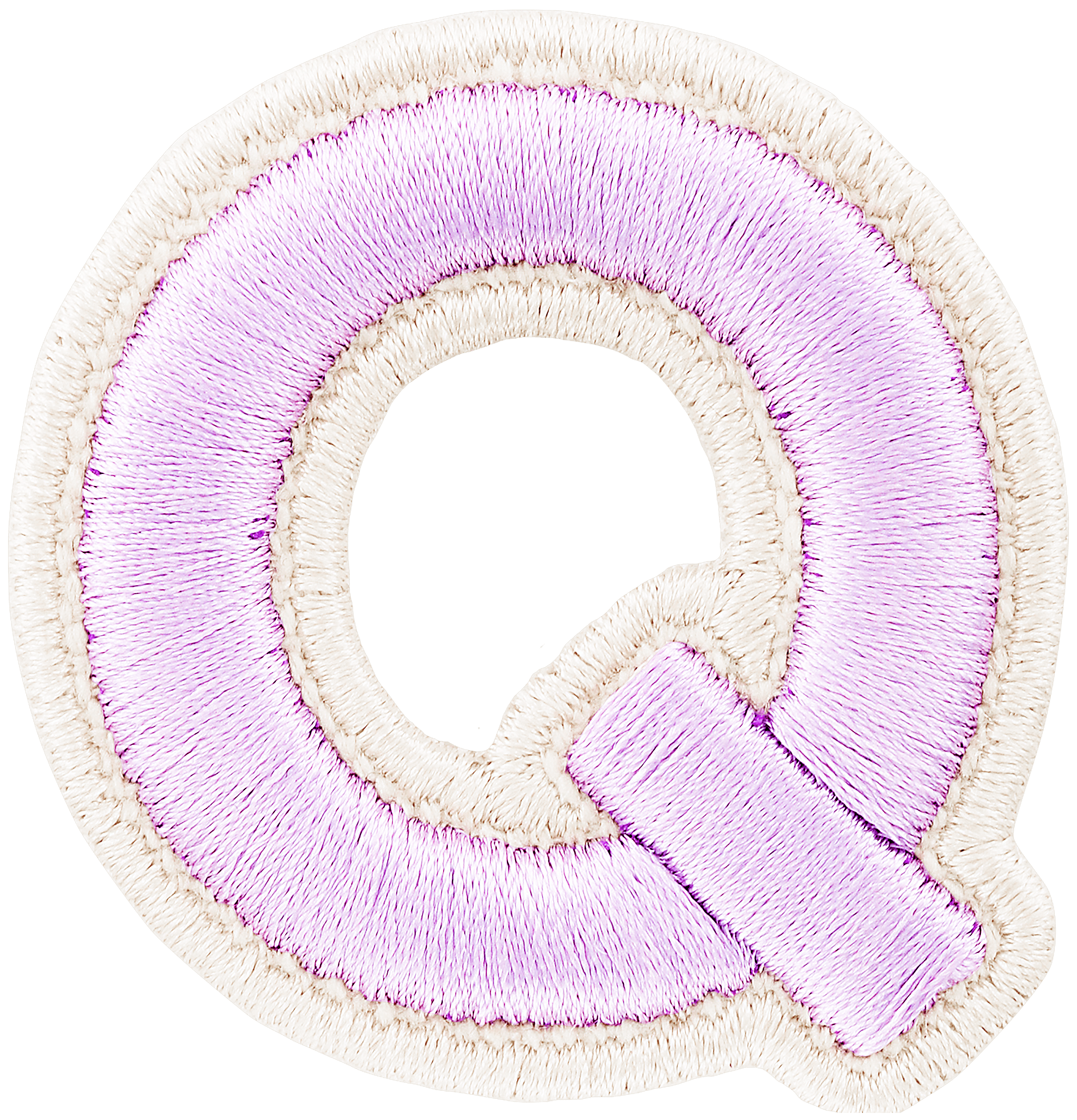 Lilac Rolled Embroidery Letter Patch
