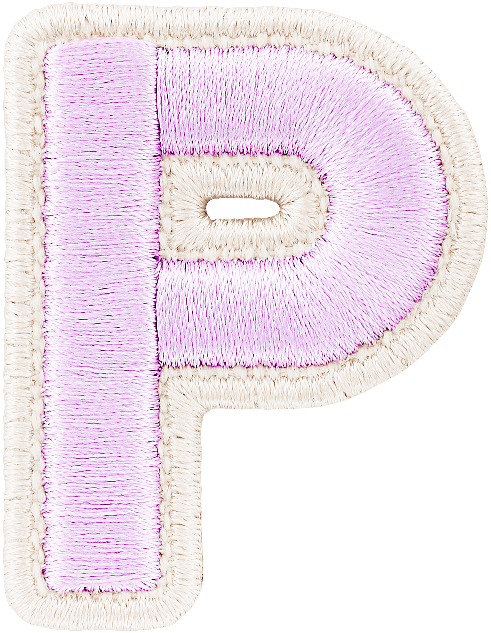 Lilac Rolled Embroidery Letter Patch