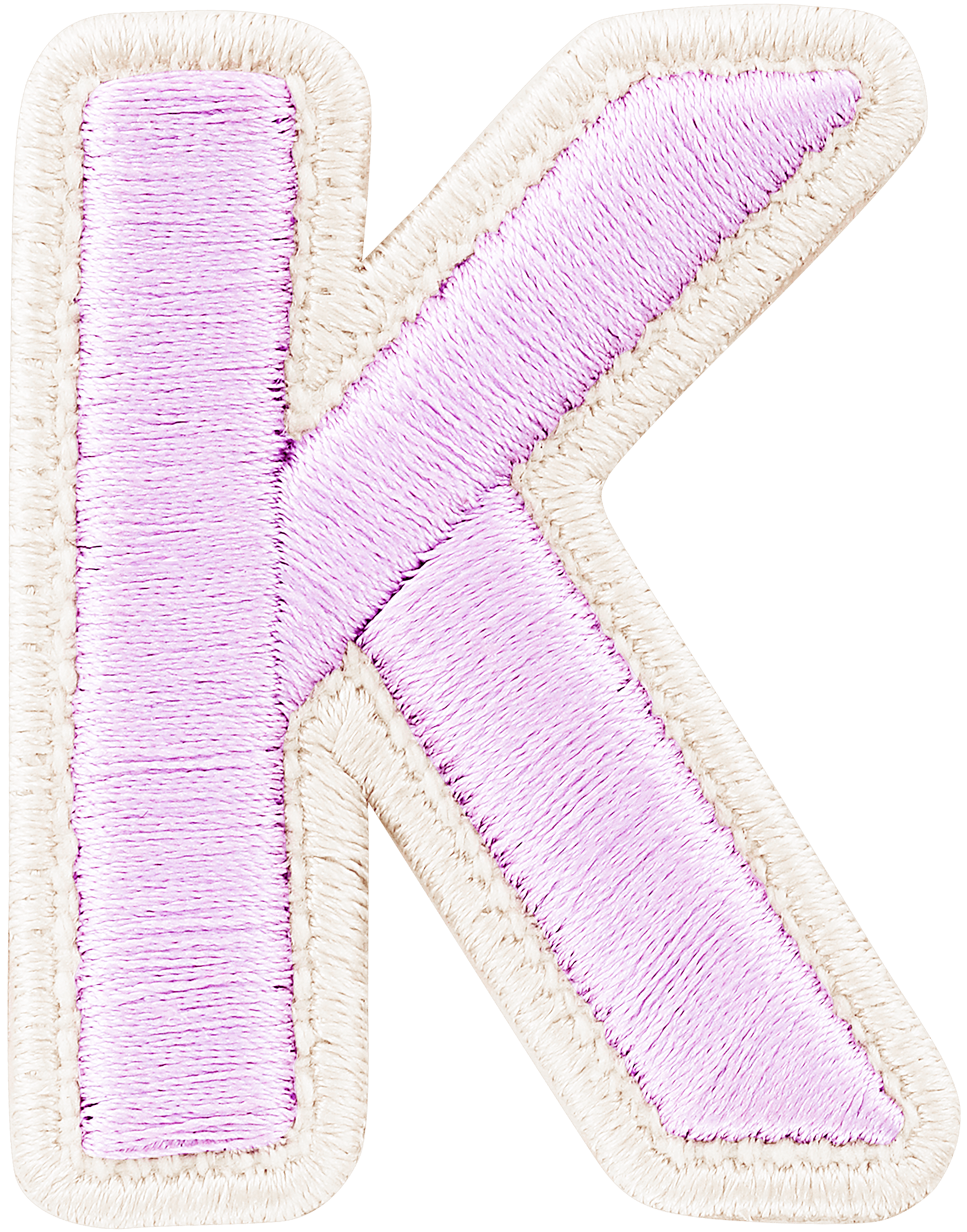 Lilac Rolled Embroidery Letter Patch