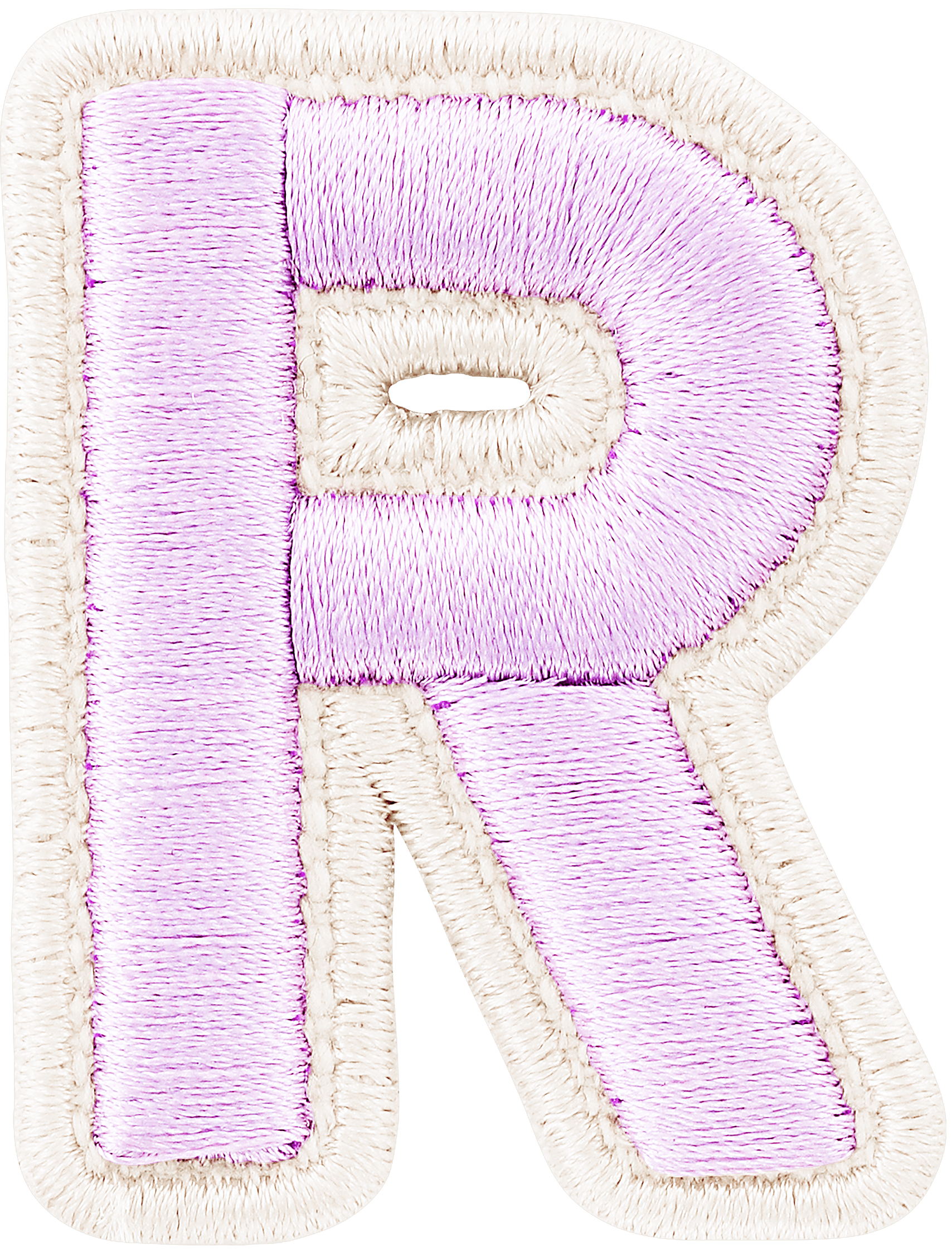 Lilac Rolled Embroidery Letter Patch