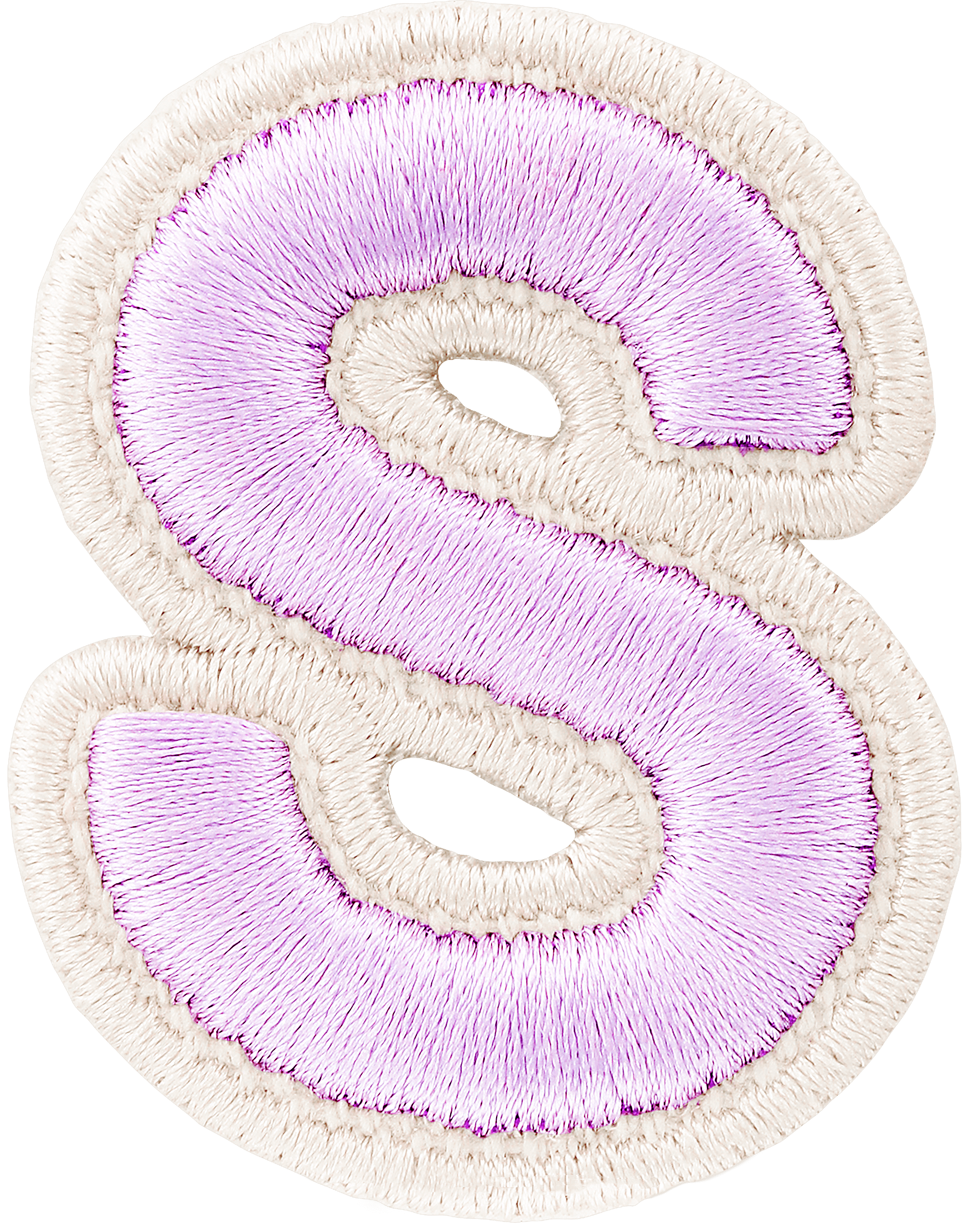 Lilac Rolled Embroidery Letter Patch