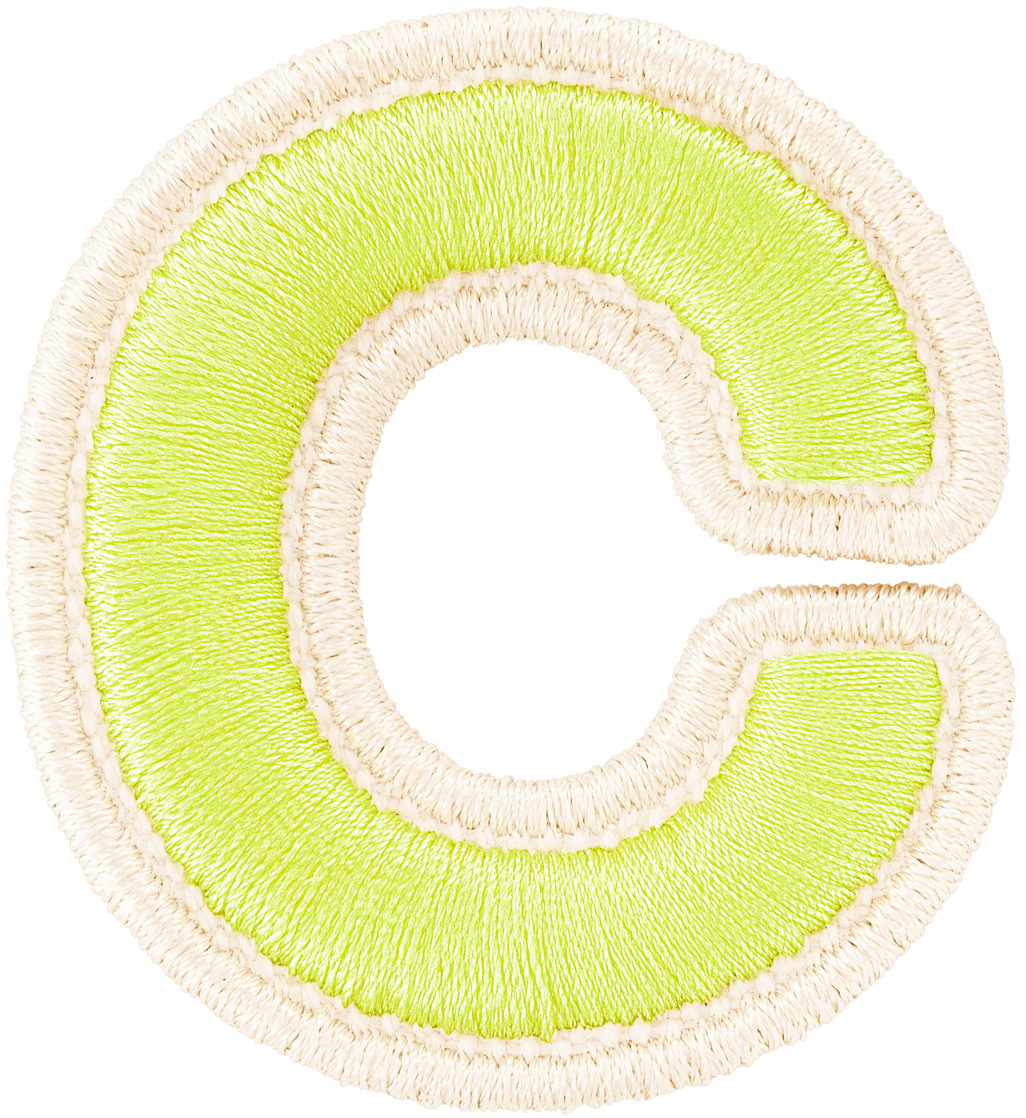 Lime Rolled Embroidery Letter Patch
