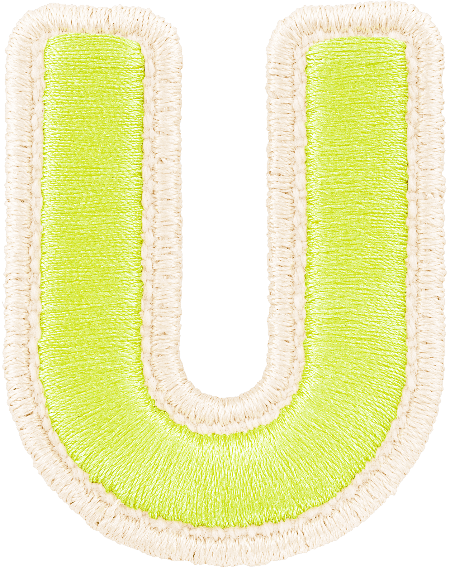 Lime Rolled Embroidery Letter Patch
