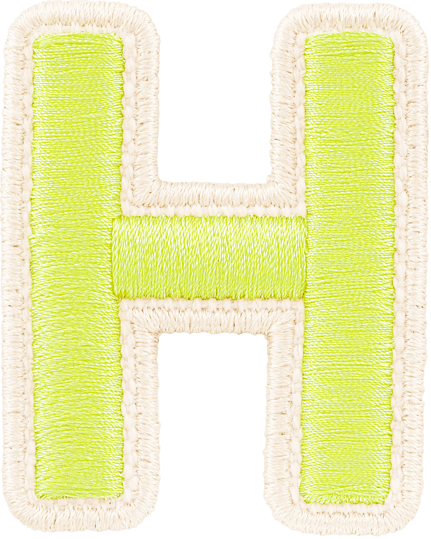 Lime Rolled Embroidery Letter Patch