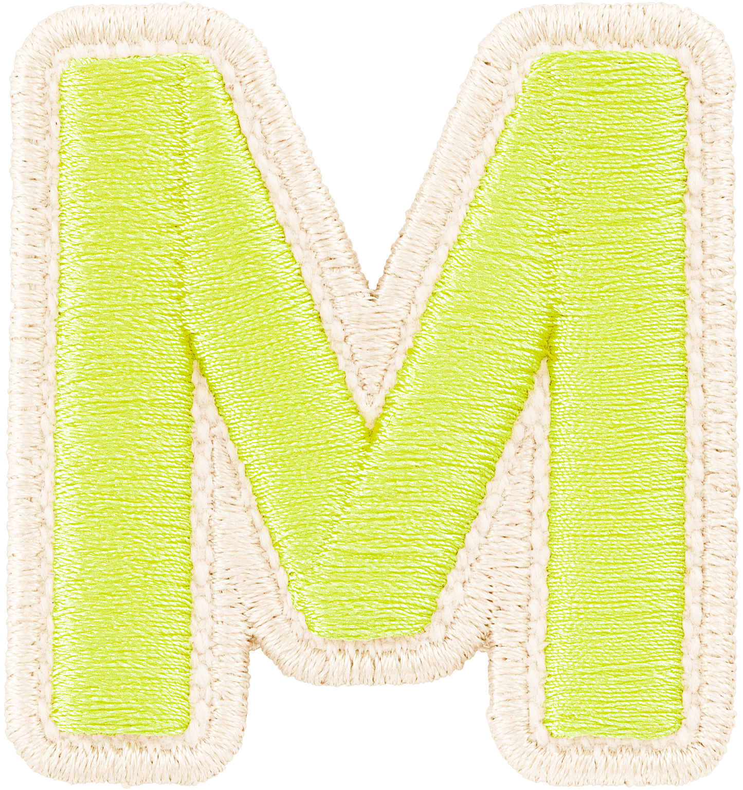 Lime Rolled Embroidery Letter Patch