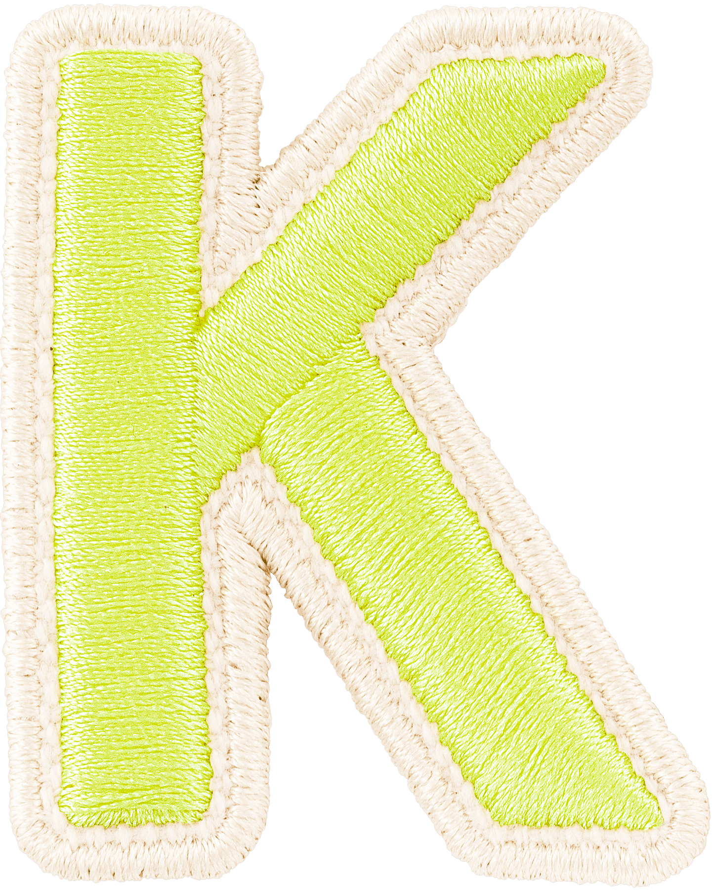 Lime Rolled Embroidery Letter Patch