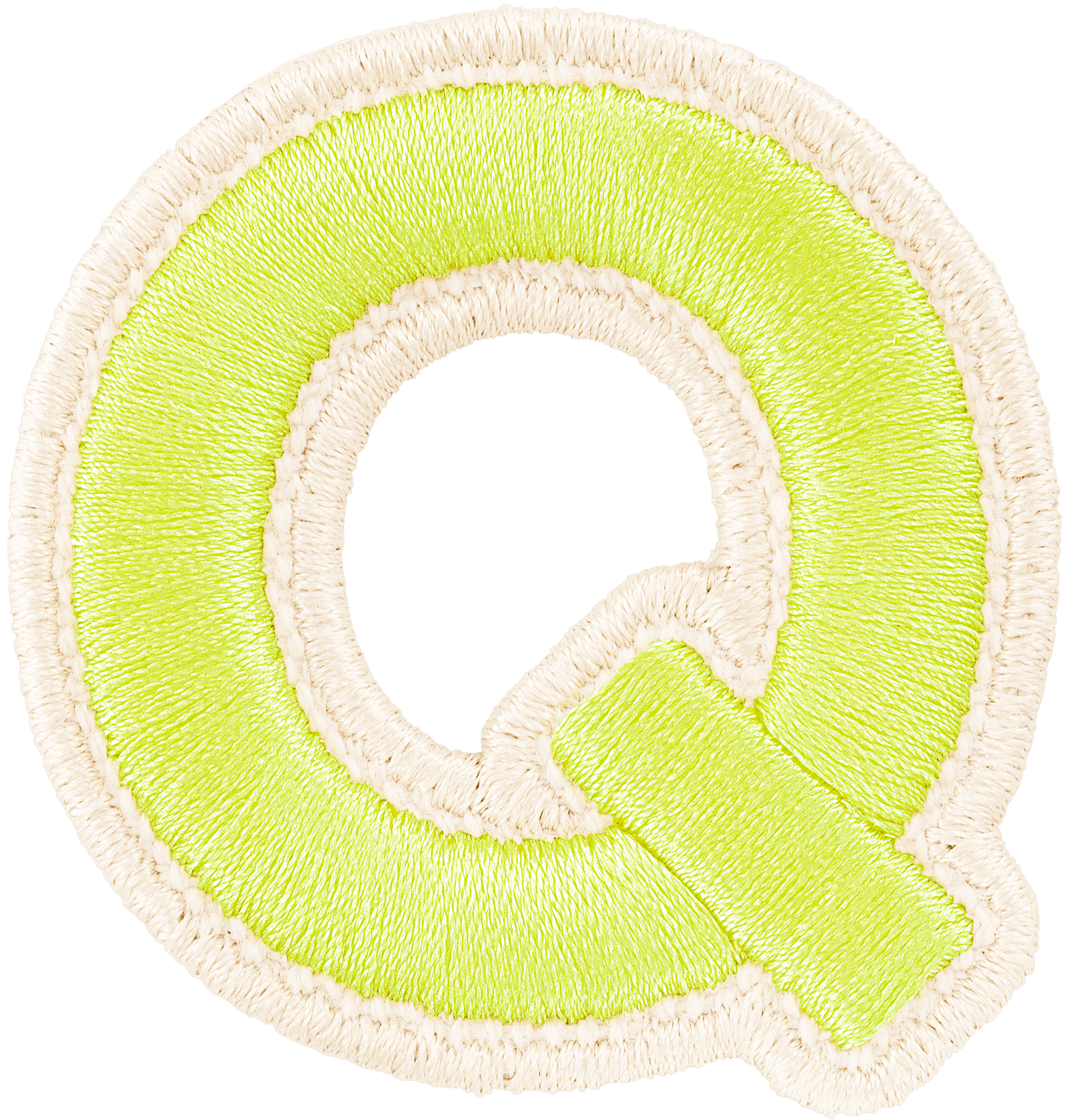 Lime Rolled Embroidery Letter Patch