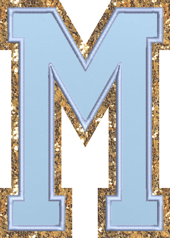 Jumbo Periwinkle Glitter Varsity Letter Patch