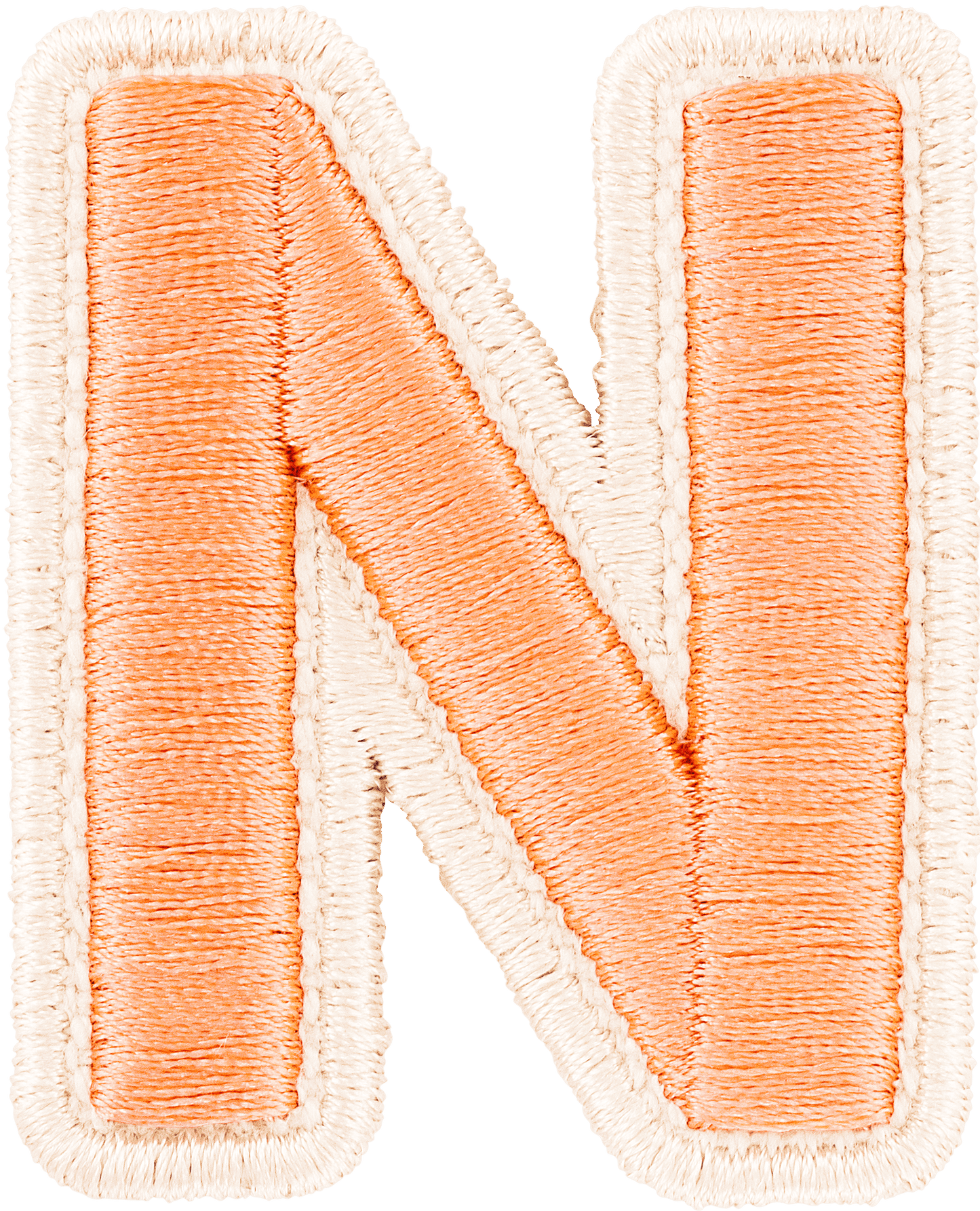 Peach Rolled Embroidery Letter Patch