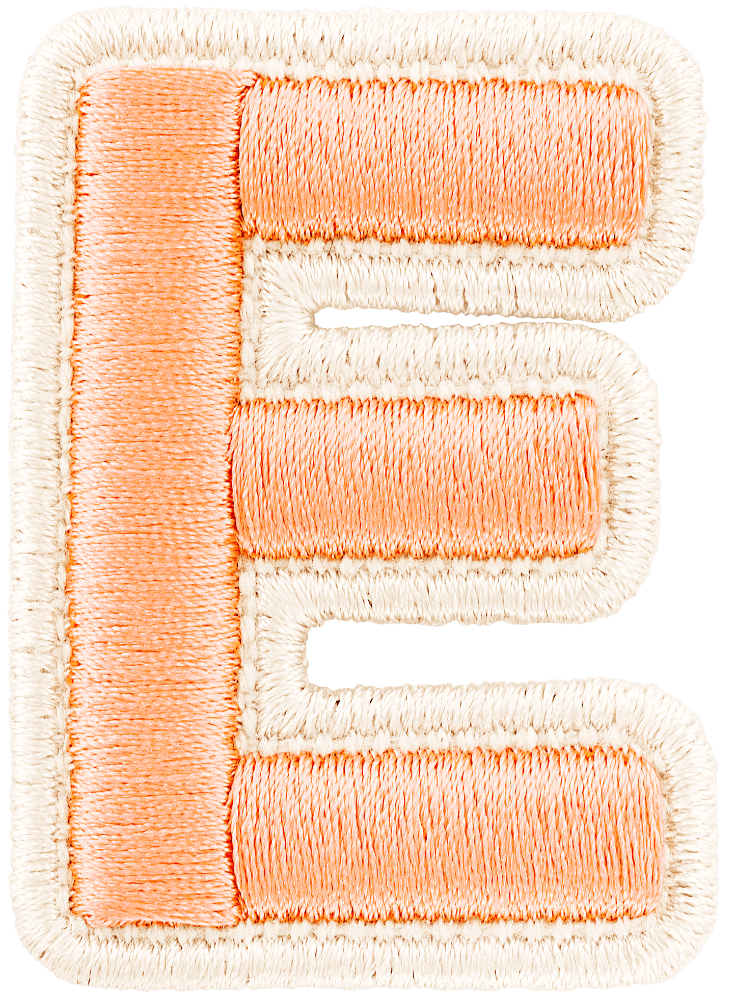 Peach Rolled Embroidery Letter Patch