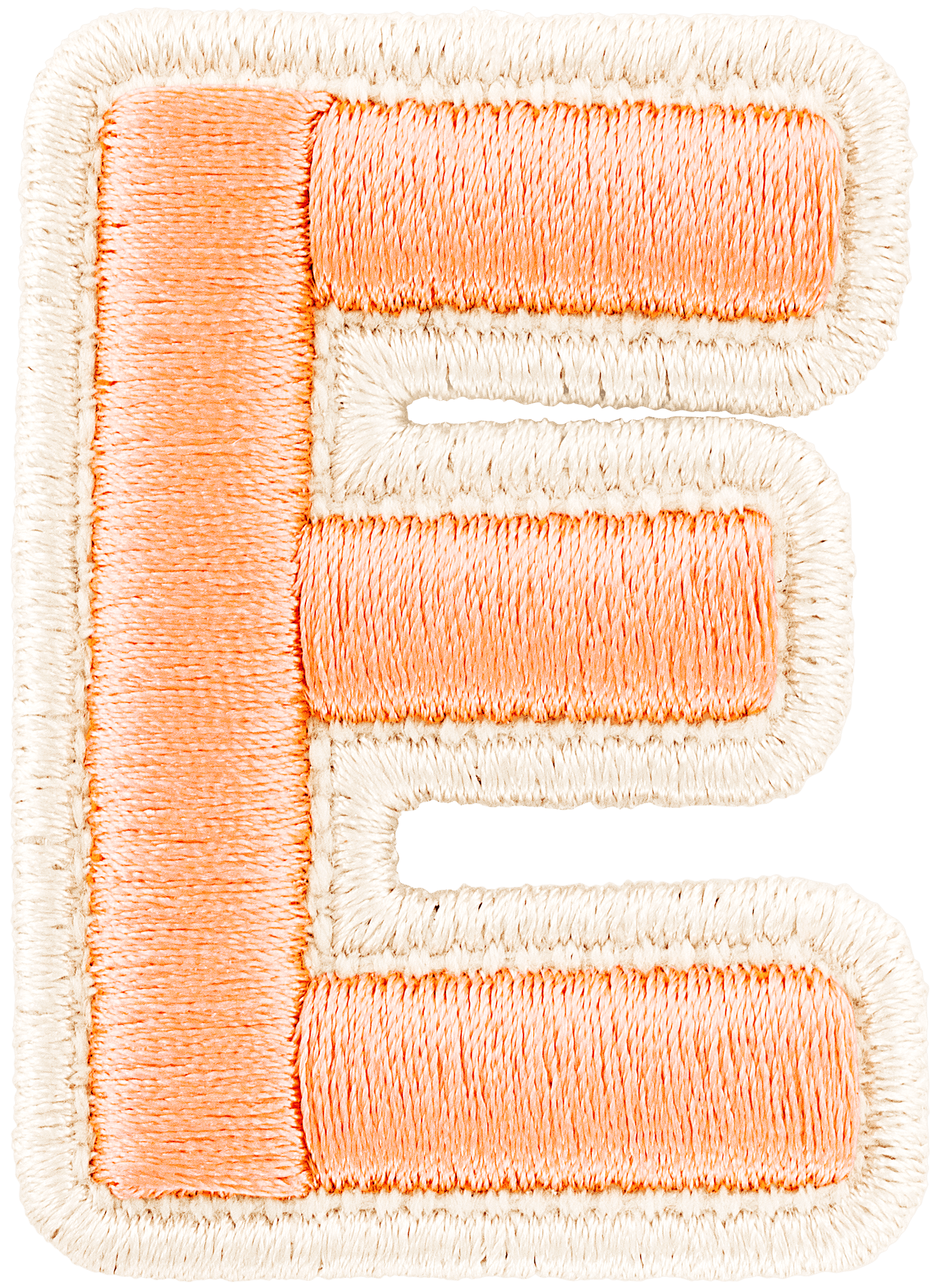 Peach Rolled Embroidery Letter Patch
