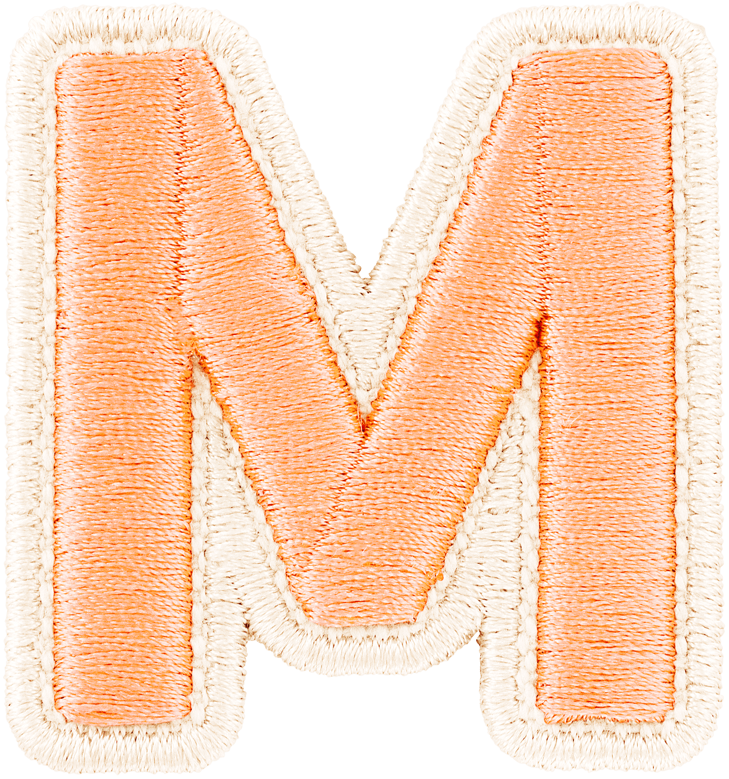 Peach Rolled Embroidery Letter Patch