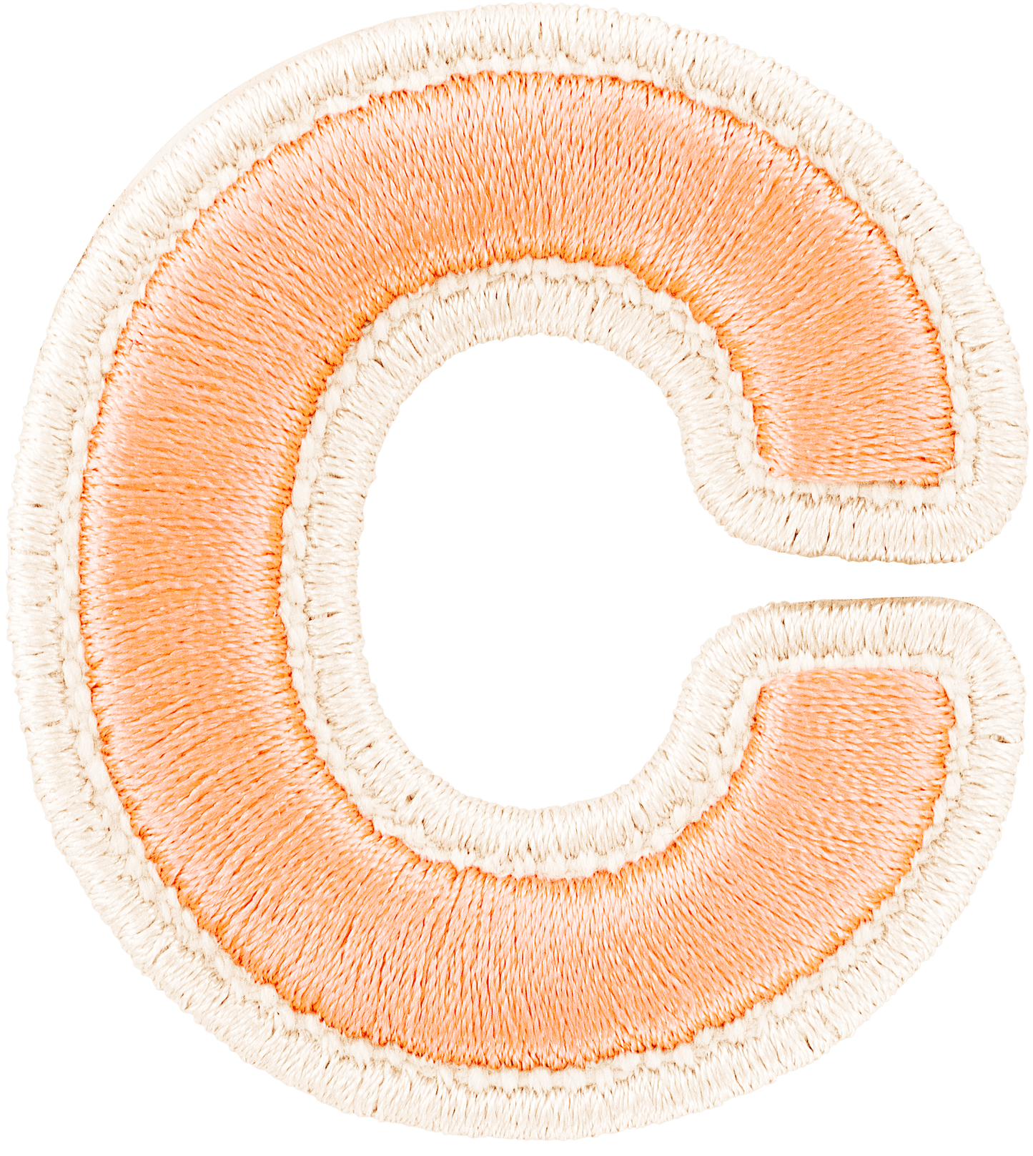 Peach Rolled Embroidery Letter Patch