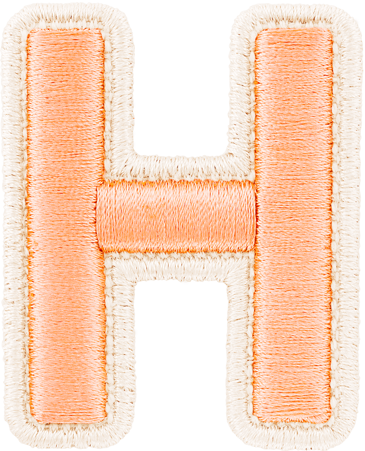 Peach Rolled Embroidery Letter Patch