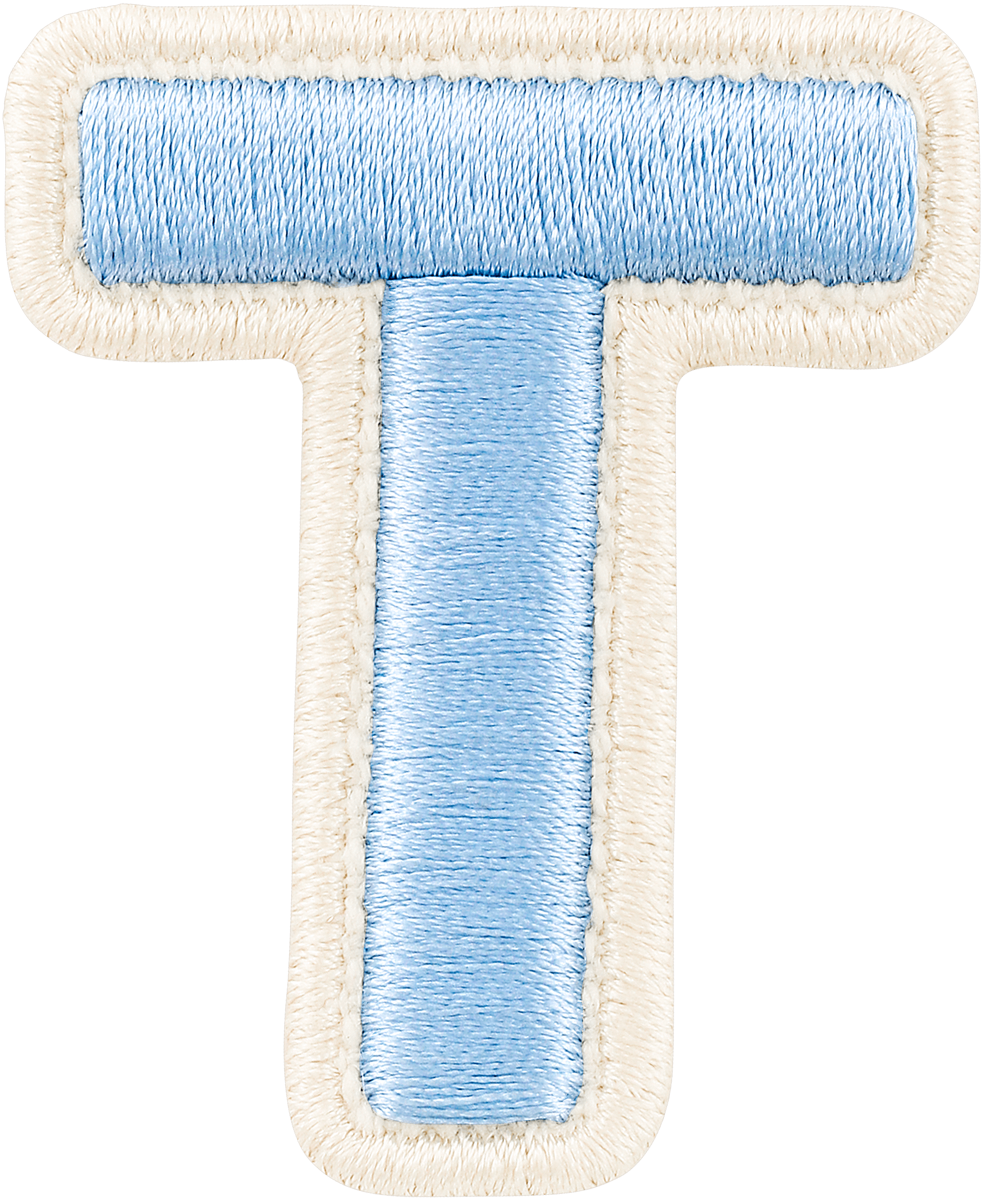 Periwinkle Rolled Embroidery Letter Patch