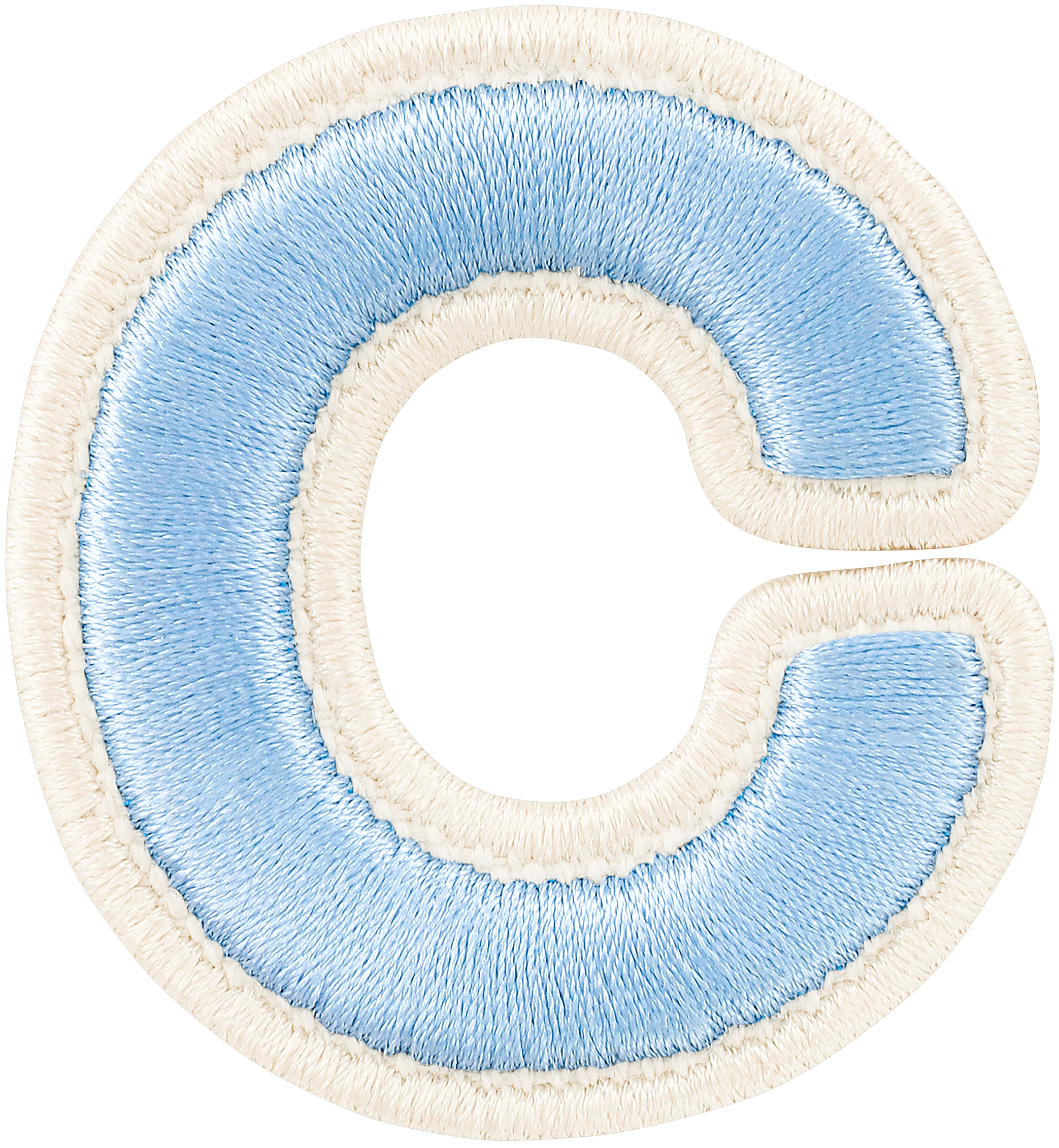 Periwinkle Rolled Embroidery Letter Patch