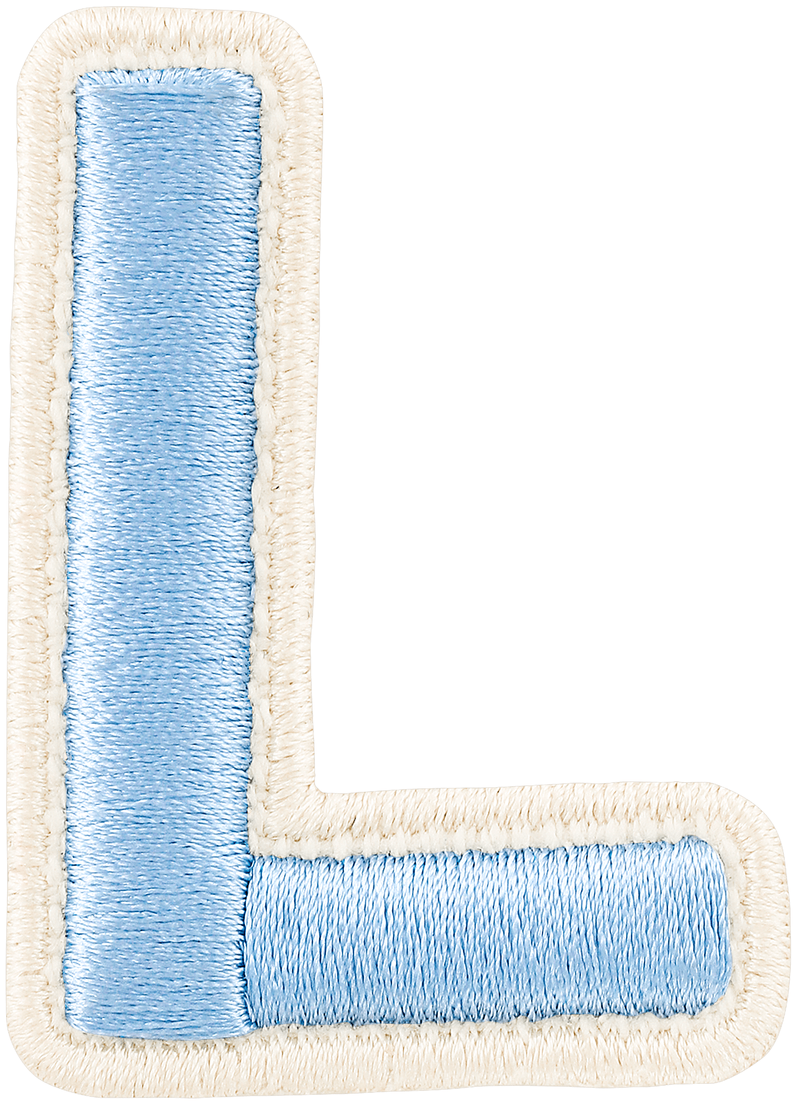 Periwinkle Rolled Embroidery Letter Patch