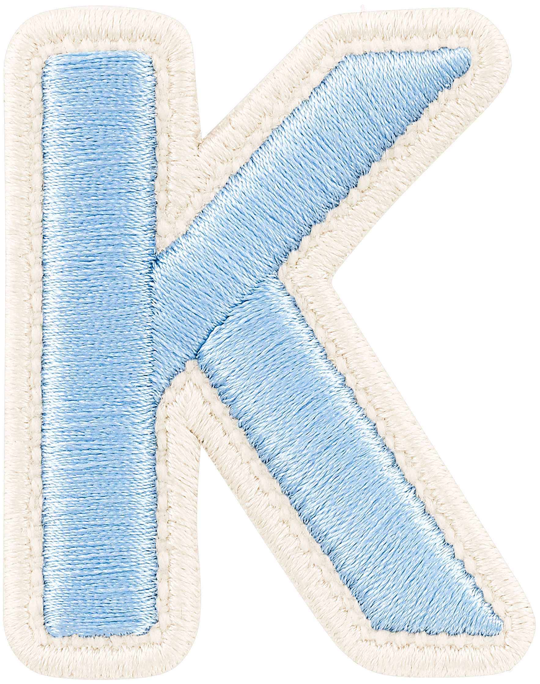 Periwinkle Rolled Embroidery Letter Patch