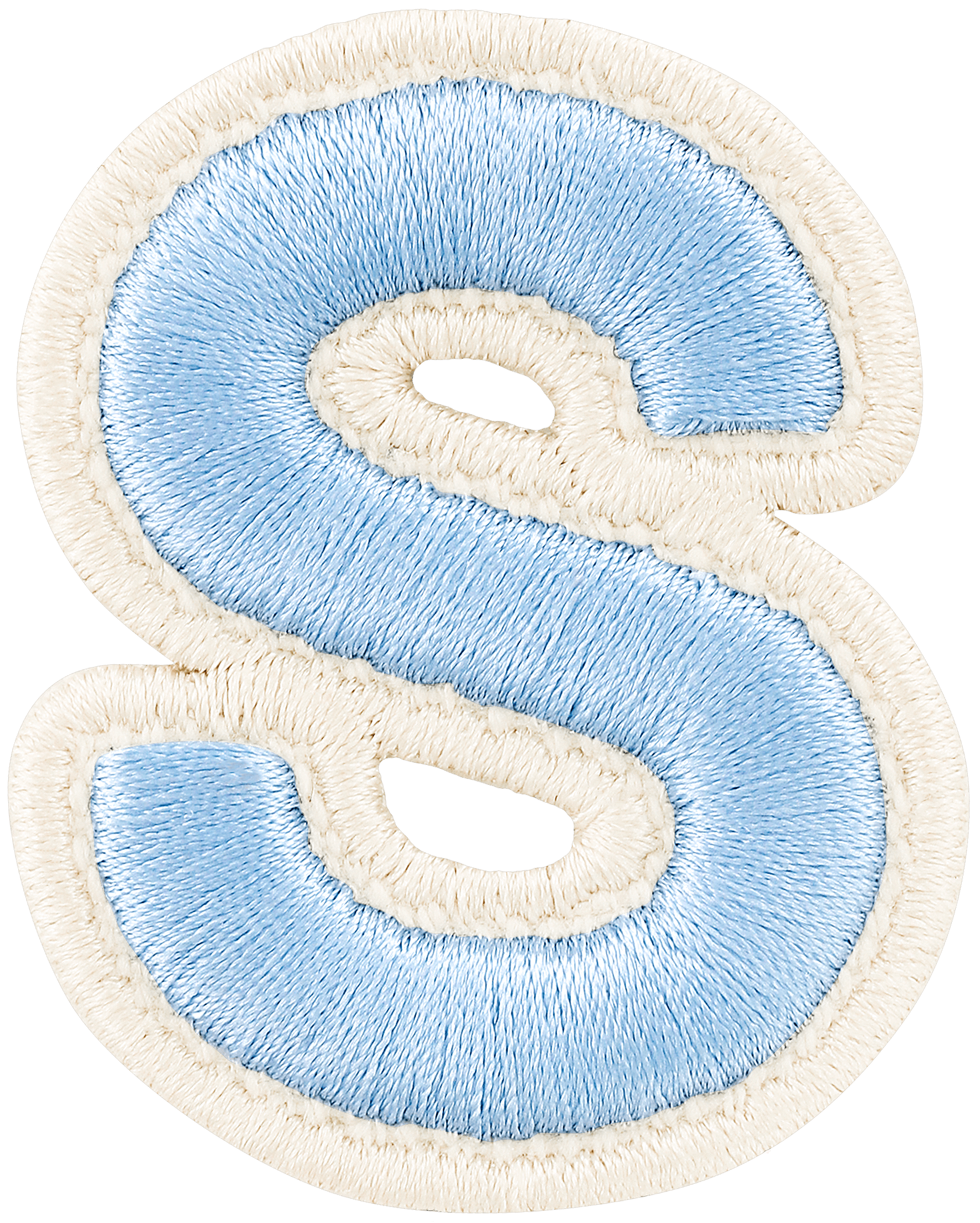 Periwinkle Rolled Embroidery Letter Patch